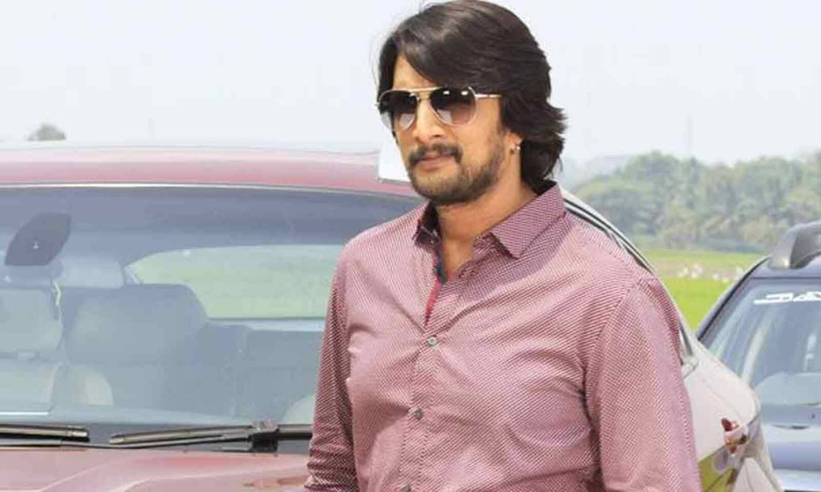 Sudeep, pink polo, red car, HD Desktop Wallpaper