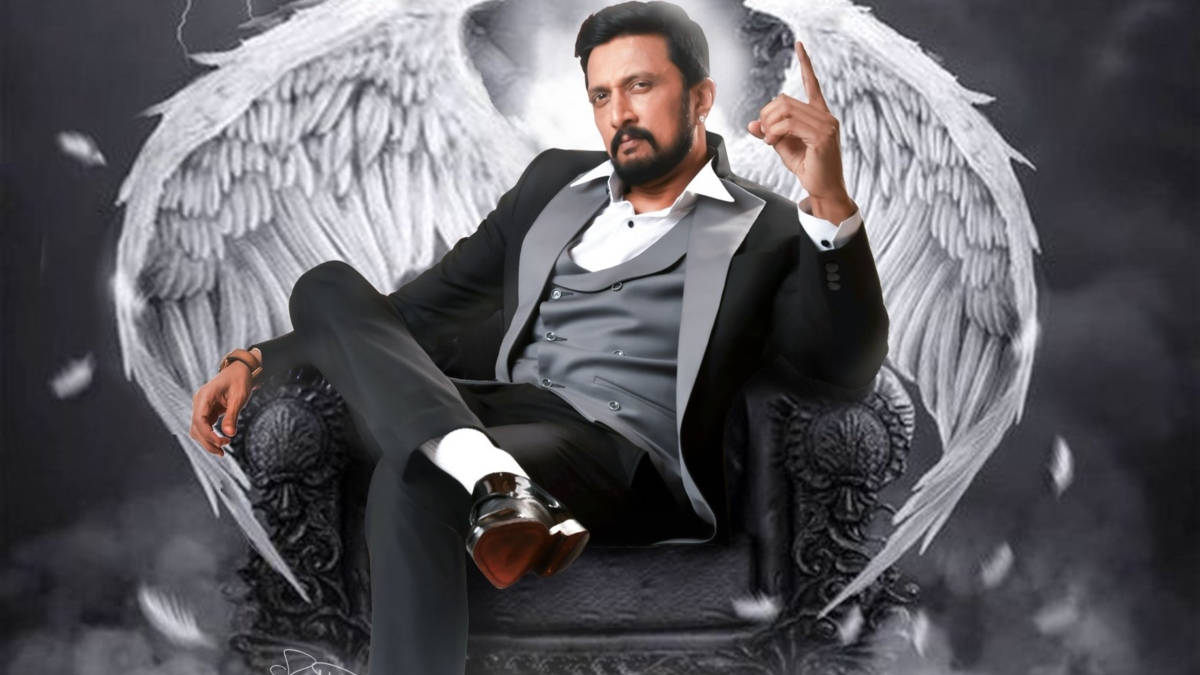 Sudeep, white angel wings, ornate throne, SD Desktop Wallpaper