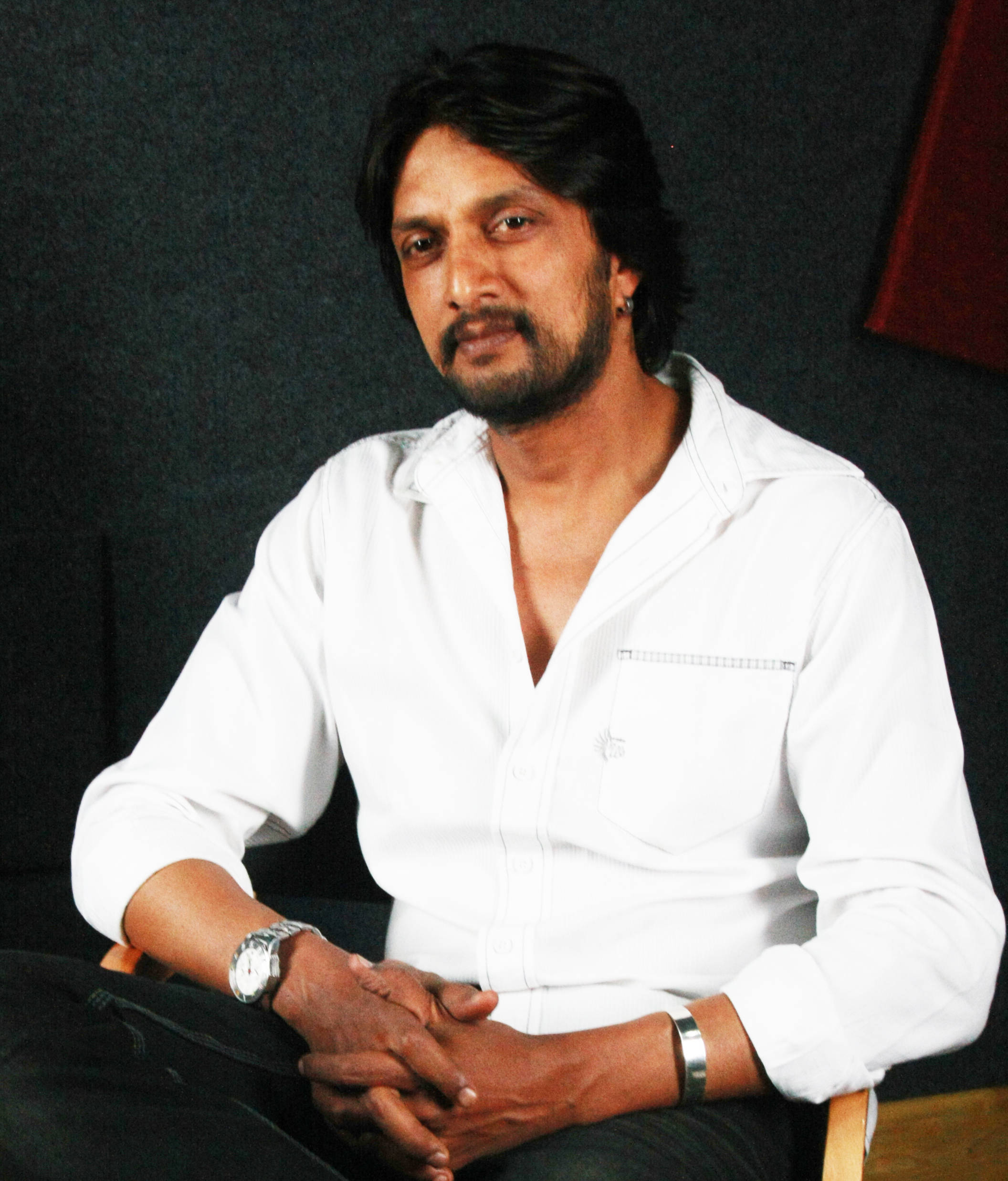 Sudeep, studio, white button-up shirt, Full HD Phone Wallpaper