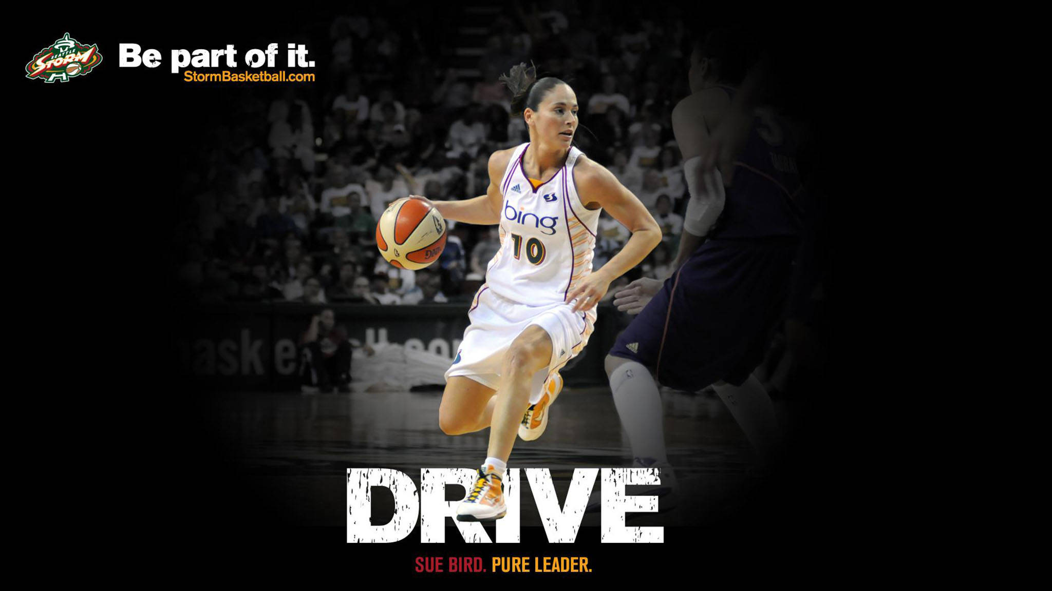 Sue Bird, white jersey number 10, bright arena lights, Full HD Desktop Wallpaper