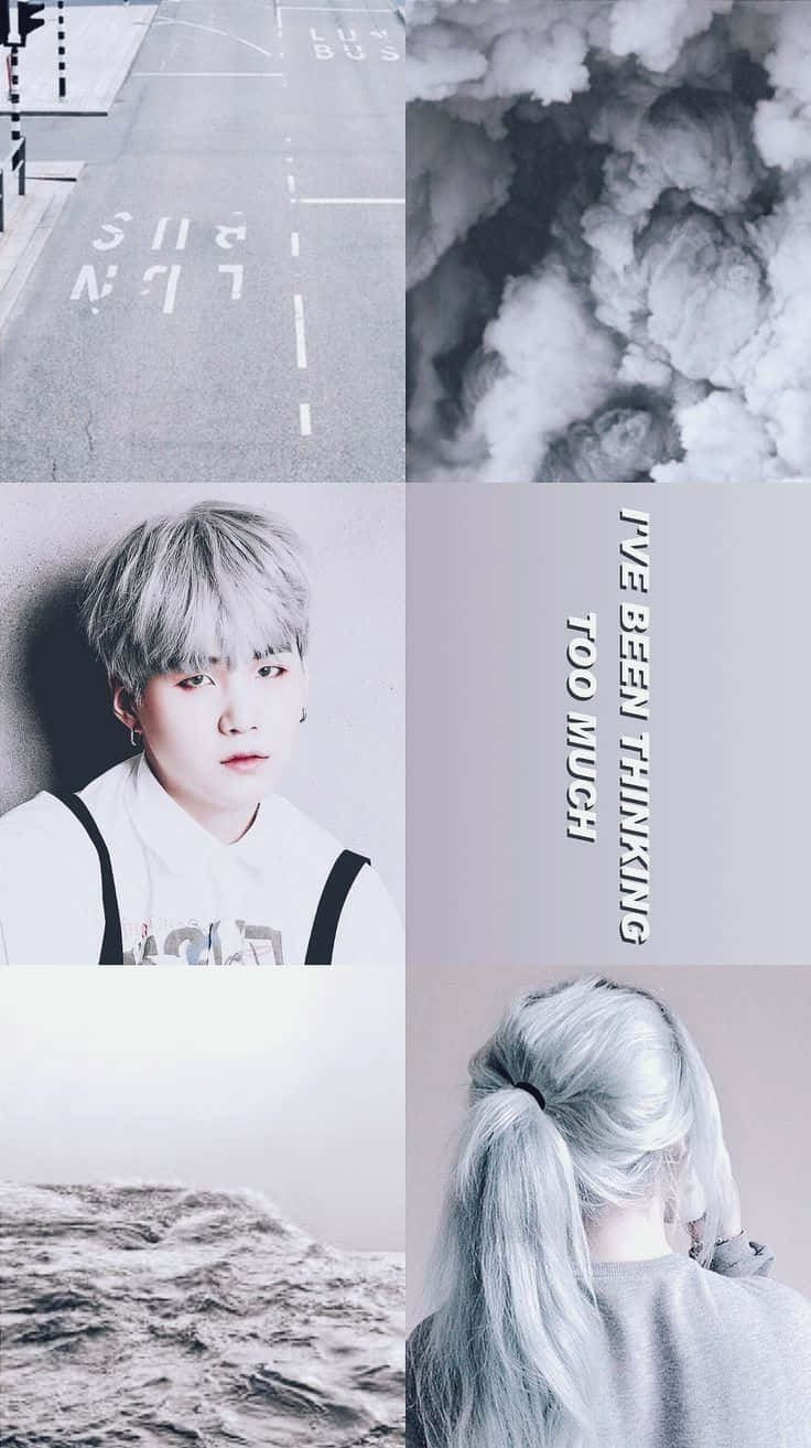 Suga, white aesthetic, silver hair, HD Phone Wallpaper