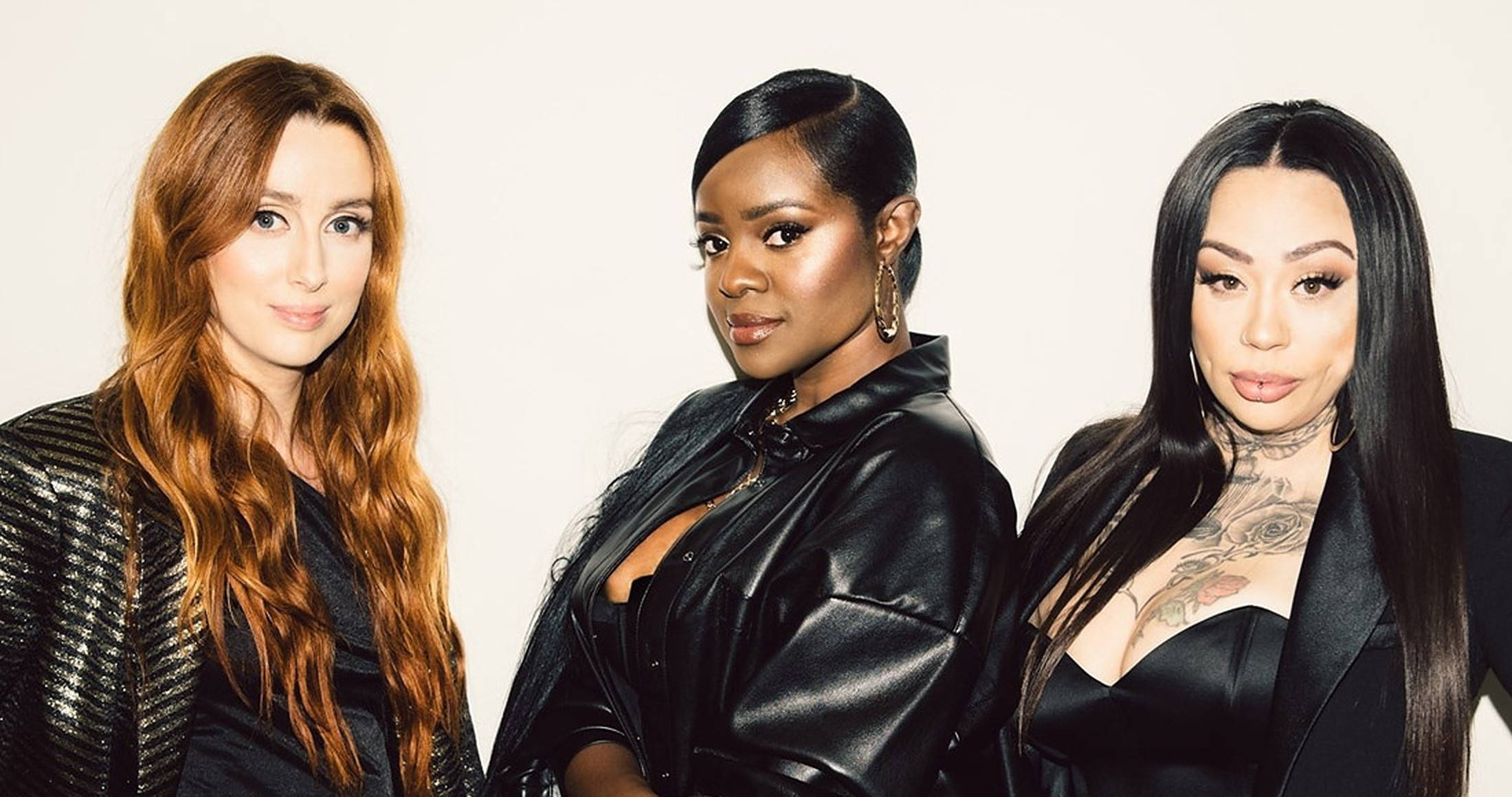Sugababes, black leather, satin, Full HD Desktop Wallpaper