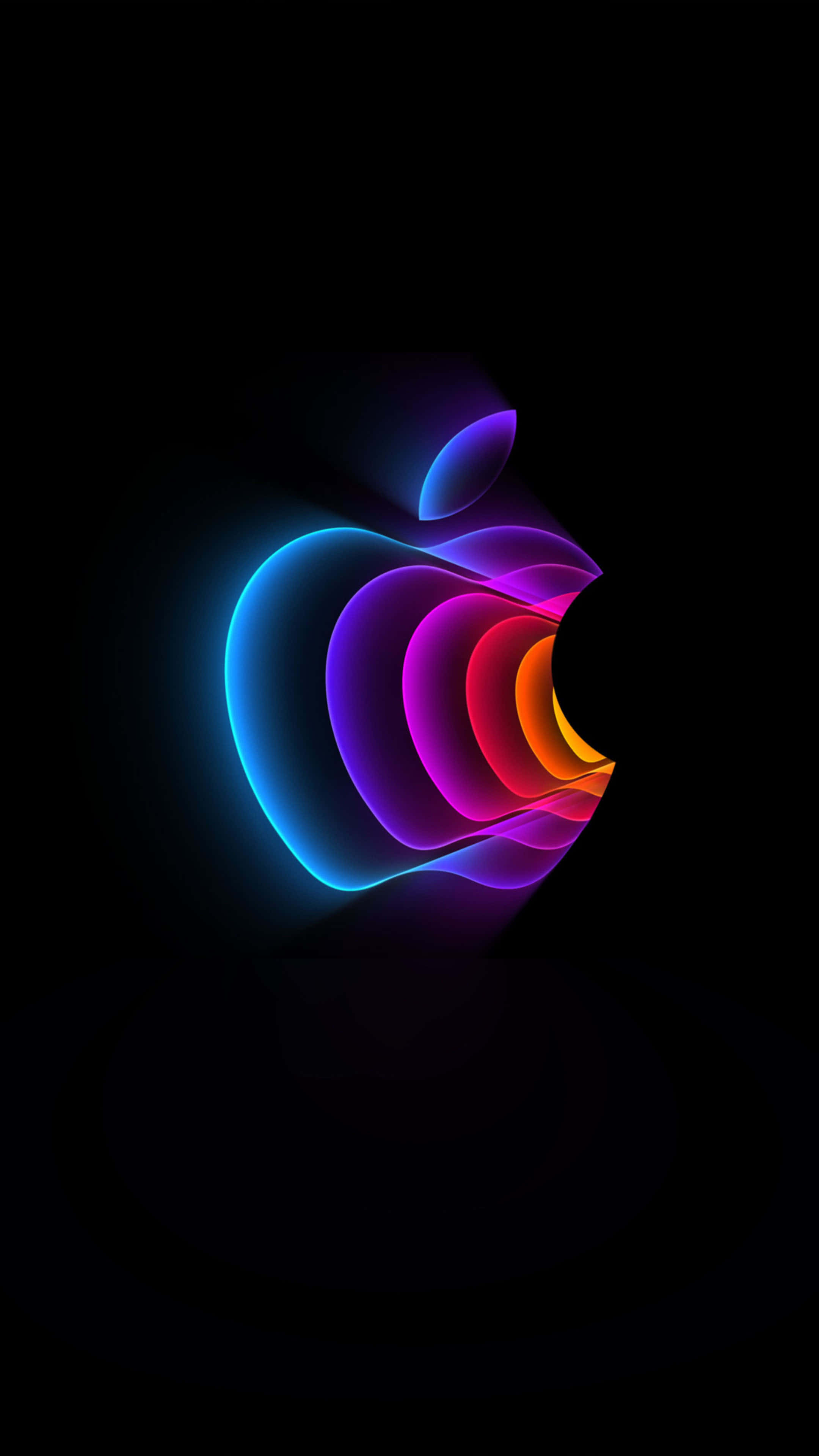 Apple logo, neon hues, pitch-black background, 4K Phone Wallpaper