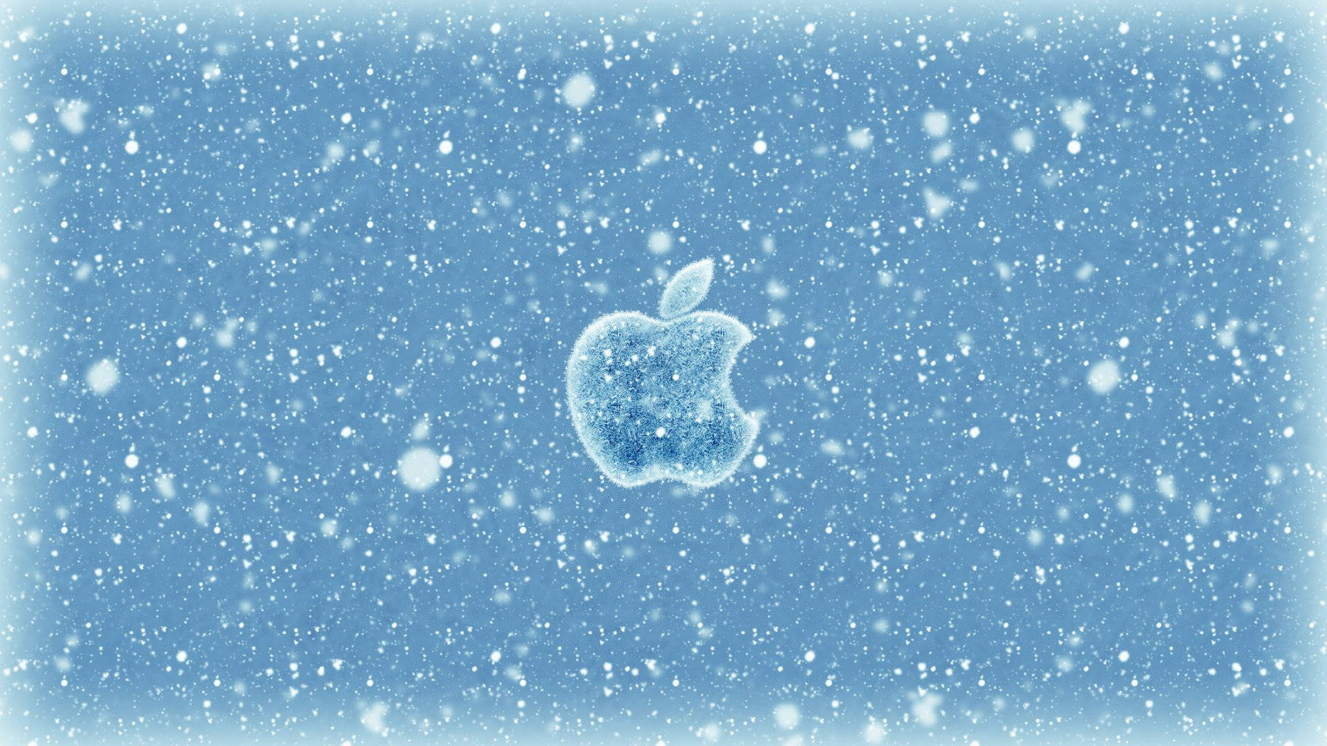 Apple logo, snow, gentle snowfall, Full HD Desktop Wallpaper