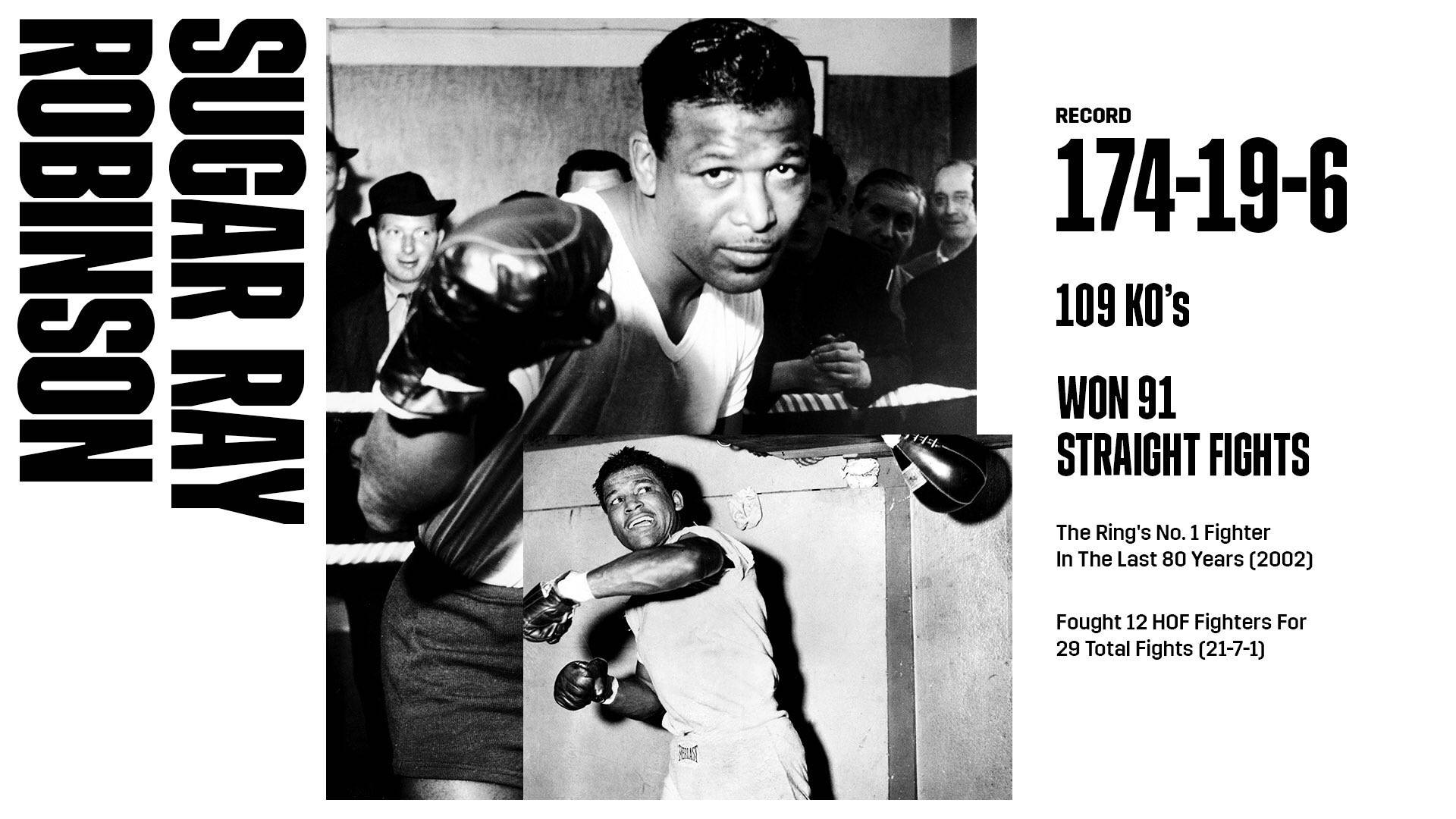 Sugar Ray Robinson, boxing stats, black and white collage, Full HD Desktop Wallpaper