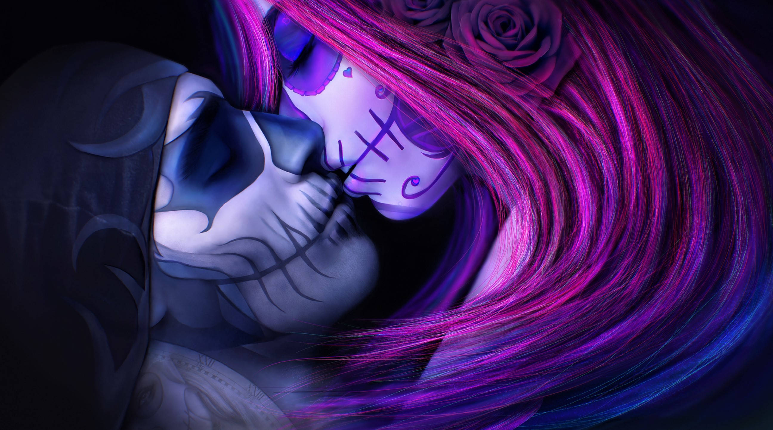 sugar skull, skull, sugar skull woman, 2K Desktop Wallpaper