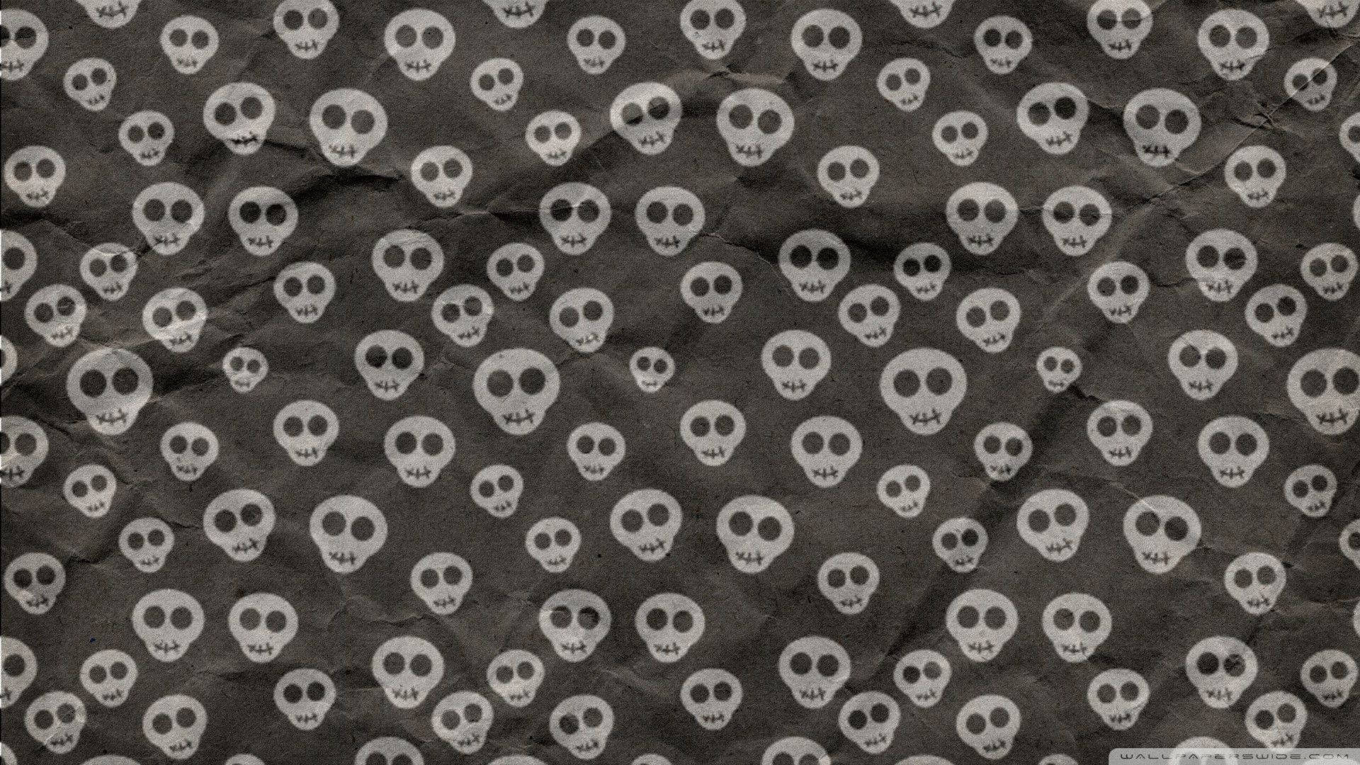 minimalist sugar skull, grey, white cartoon skulls, Full HD Desktop Wallpaper