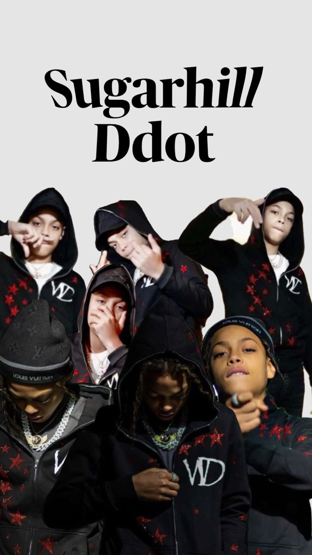Sugarhill Ddot, black hoodies, red star patterns, Full HD Phone Wallpaper