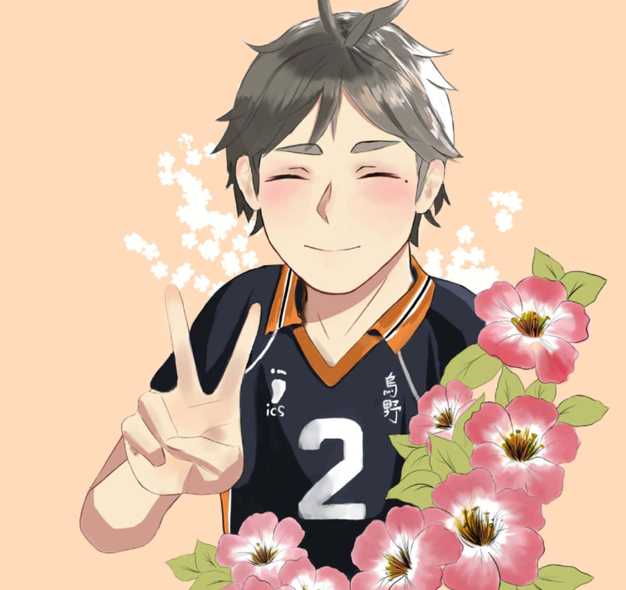Sugawara Koshi, black jersey, number two, HD Desktop Wallpaper