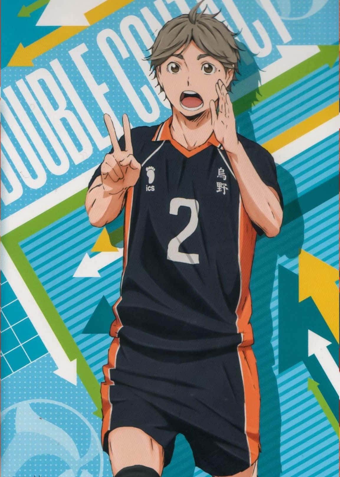 Sugawara Koshi, dark blue and orange uniform, number 2, HD Phone Wallpaper