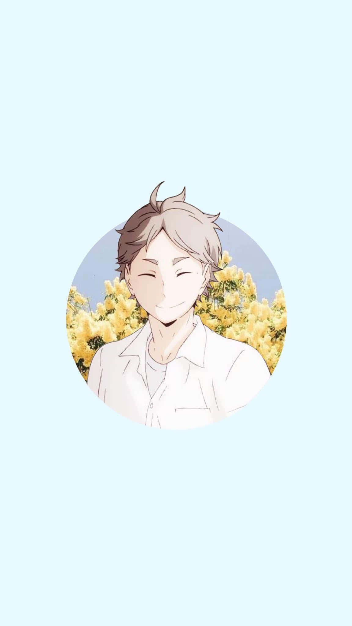 Sugawara Koshi, volleyball court, yellow flowers, Full HD Phone Wallpaper