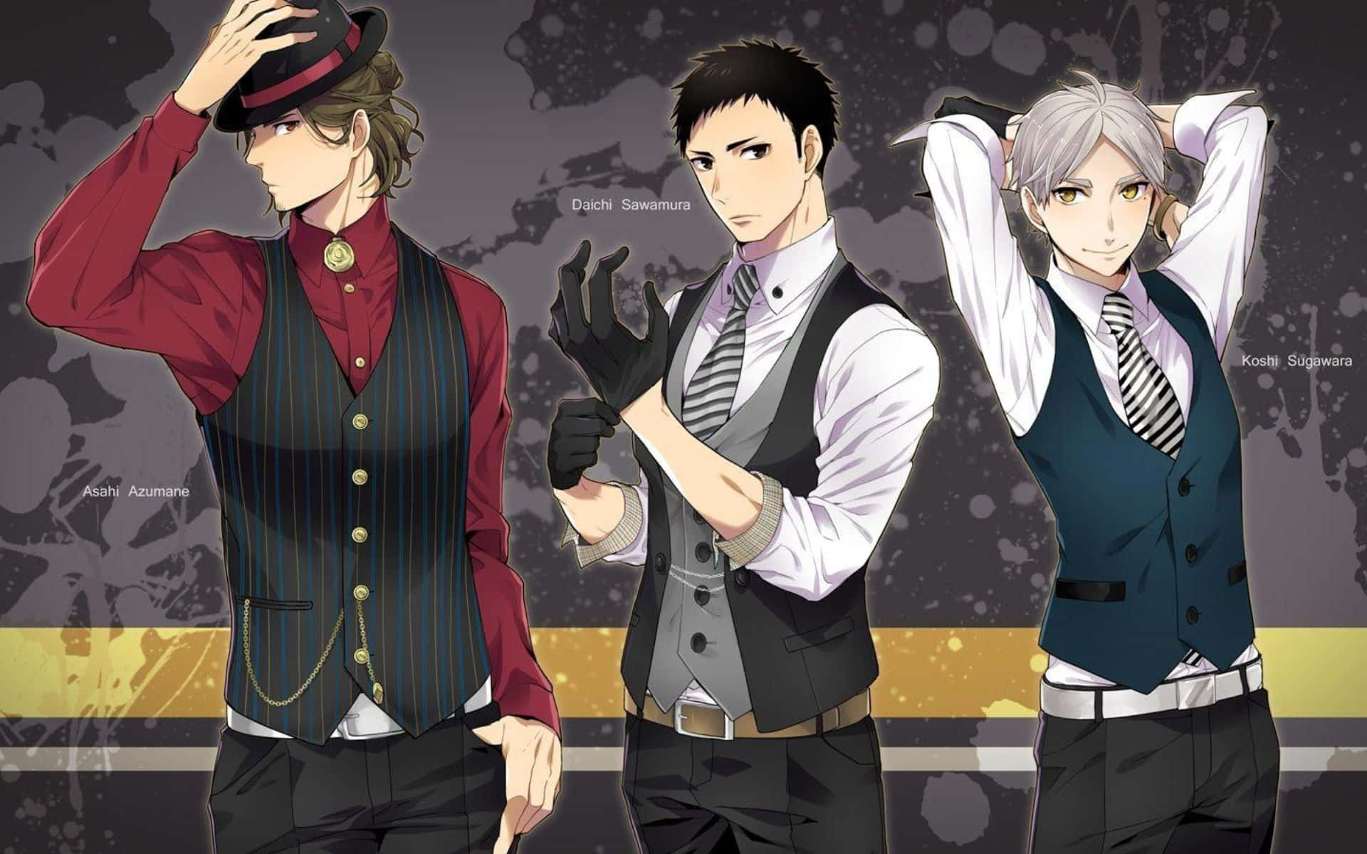 Sugawara Koshi, anime men, vests and ties, Full HD Desktop Wallpaper