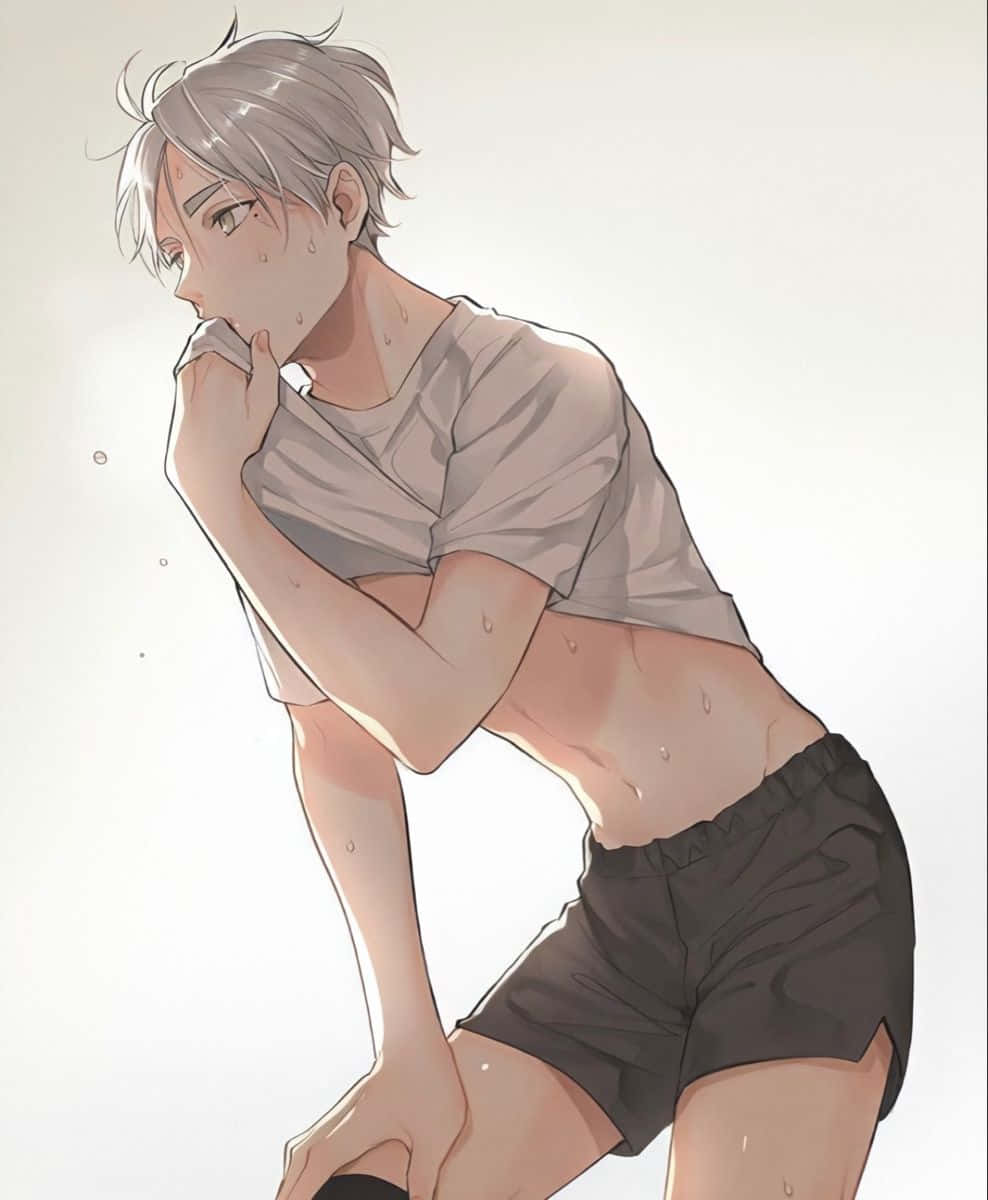 Sugawara Koshi, silver-haired anime boy, volleyball match, SD Phone Wallpaper