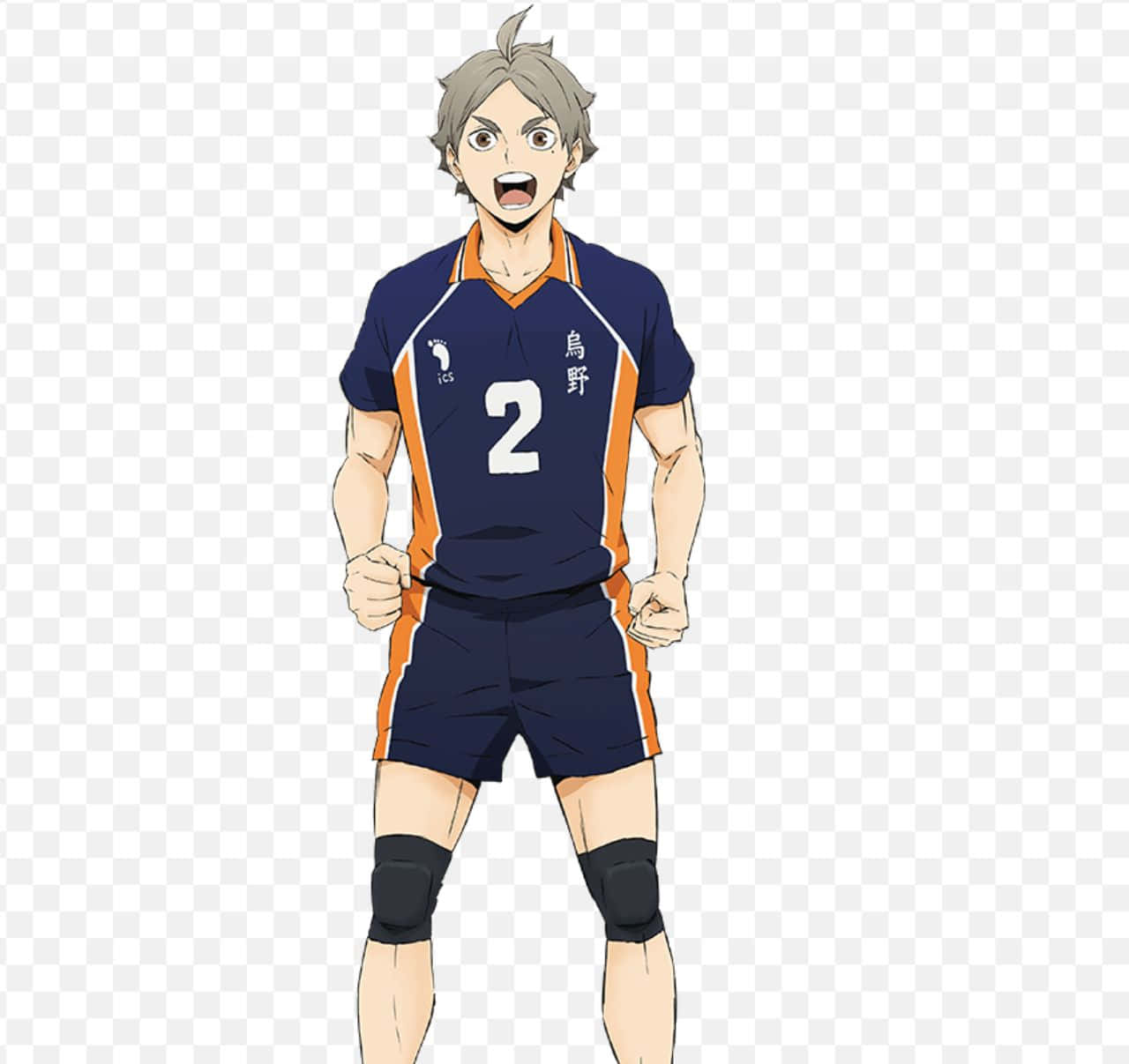 Sugawara Koshi, volleyball court, blue and orange uniform, HD Desktop Wallpaper