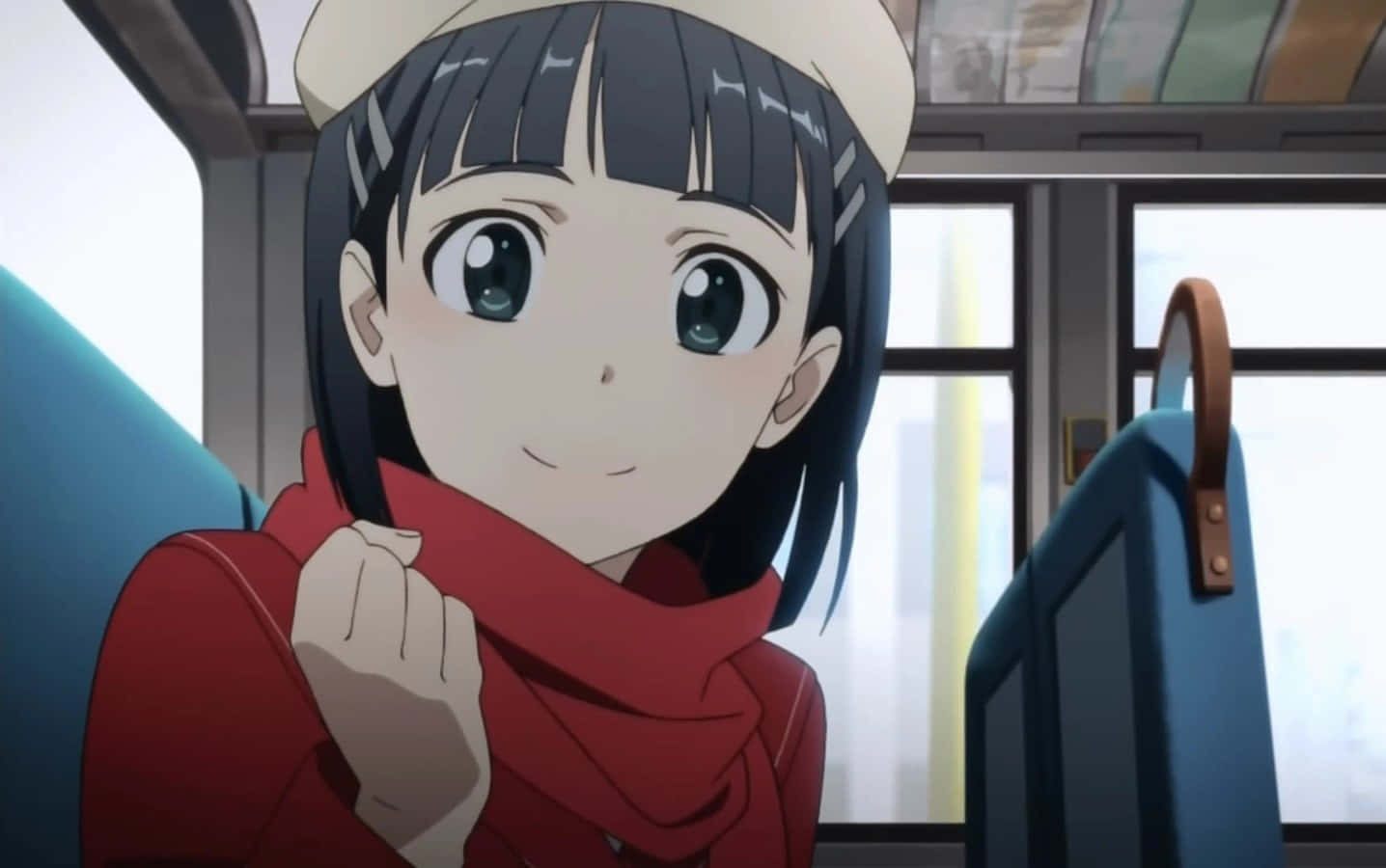 Suguha Kirigaya, dark hair, red scarf, HD Desktop Wallpaper