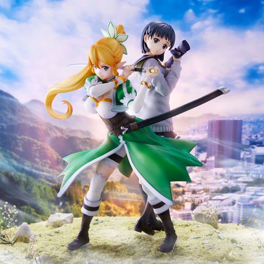 Suguha Kirigaya, gaming avatar, battle pose, SD Desktop Wallpaper