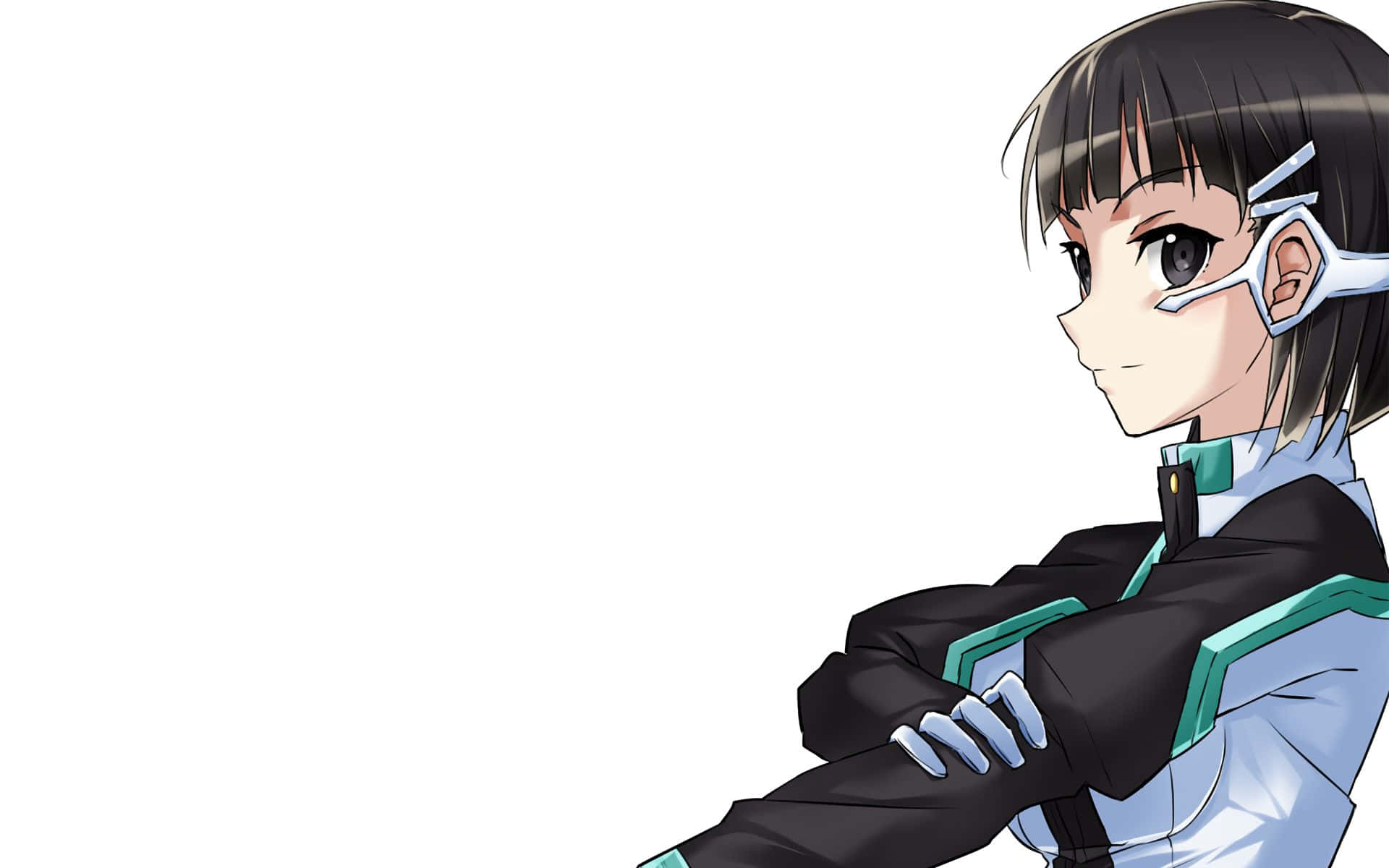 Suguha Kirigaya, short black hair, futuristic white headset, Full HD Desktop Wallpaper