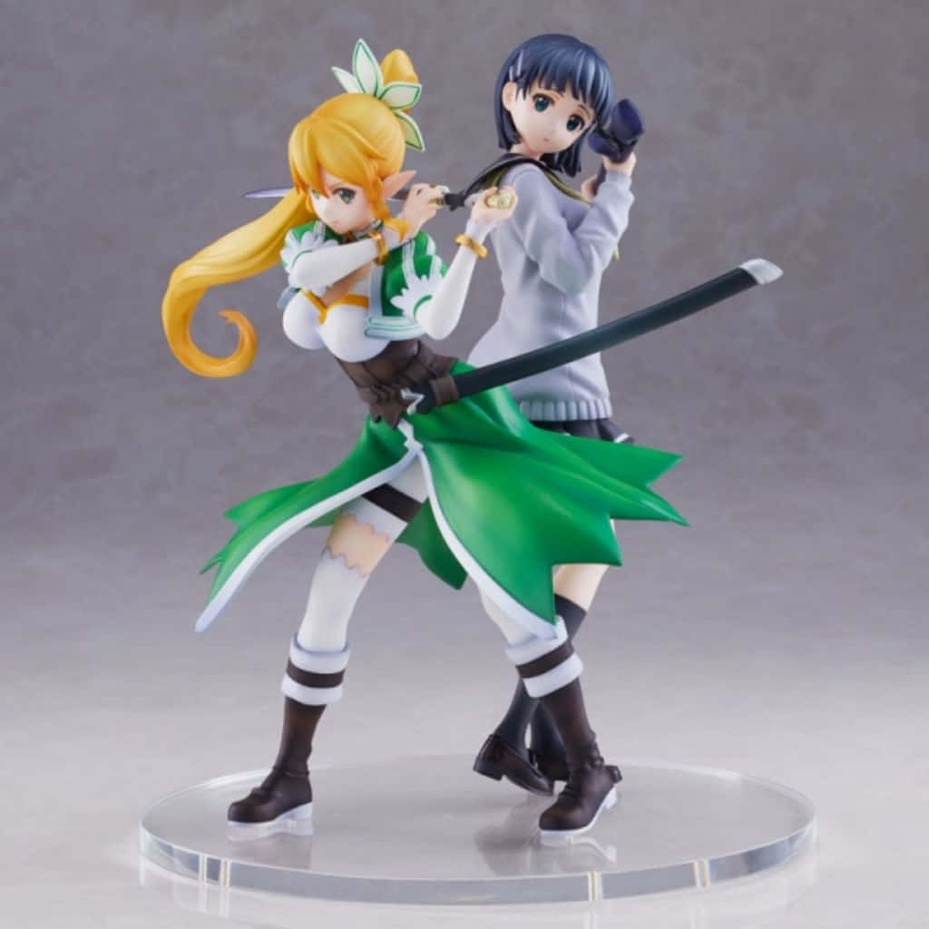 Suguha Kirigaya, anime-style figurines, dynamic combat poses, SD Desktop Wallpaper