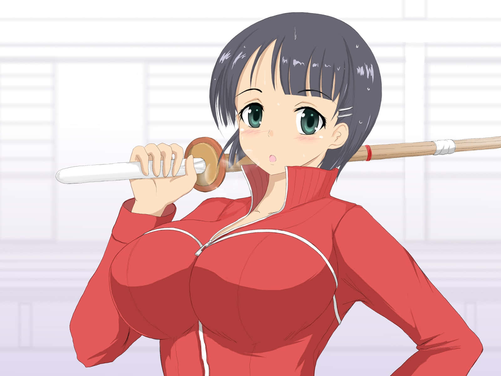 Suguha Kirigaya, short dark hair, green eyes, HD Desktop Wallpaper