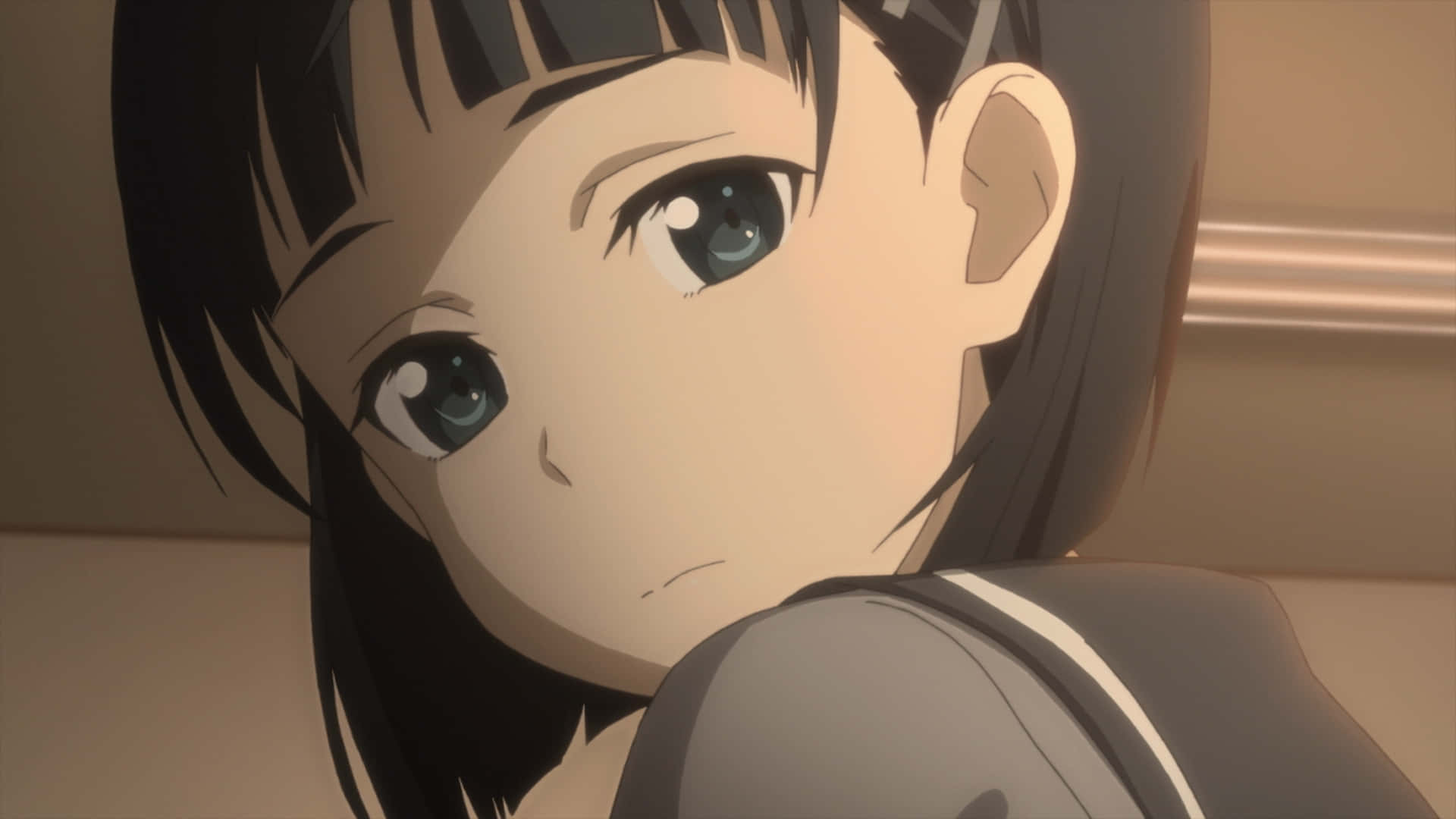 Suguha Kirigaya, dark hair, blue eyes, Full HD Desktop Wallpaper
