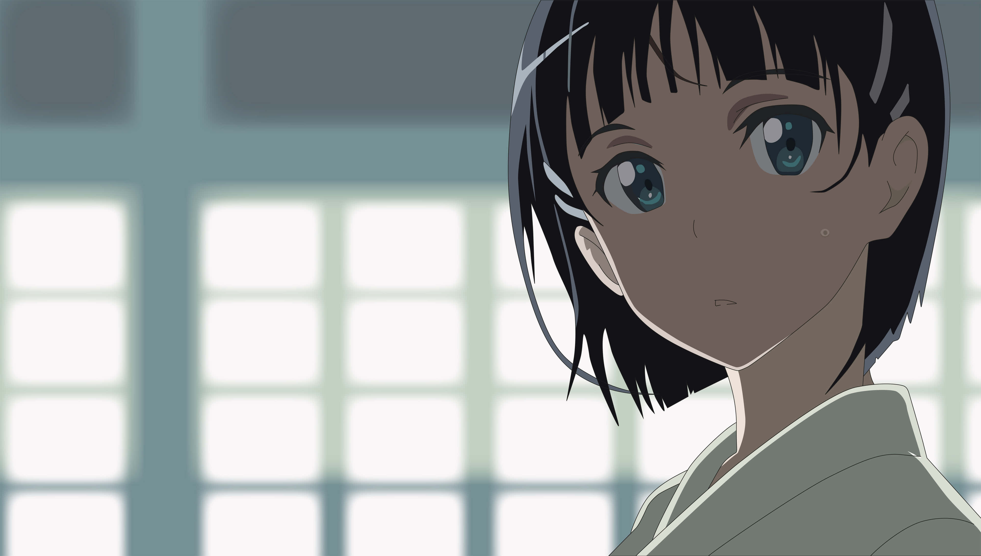 Suguha Kirigaya, short black hair, blue eyes, 4K Desktop Wallpaper