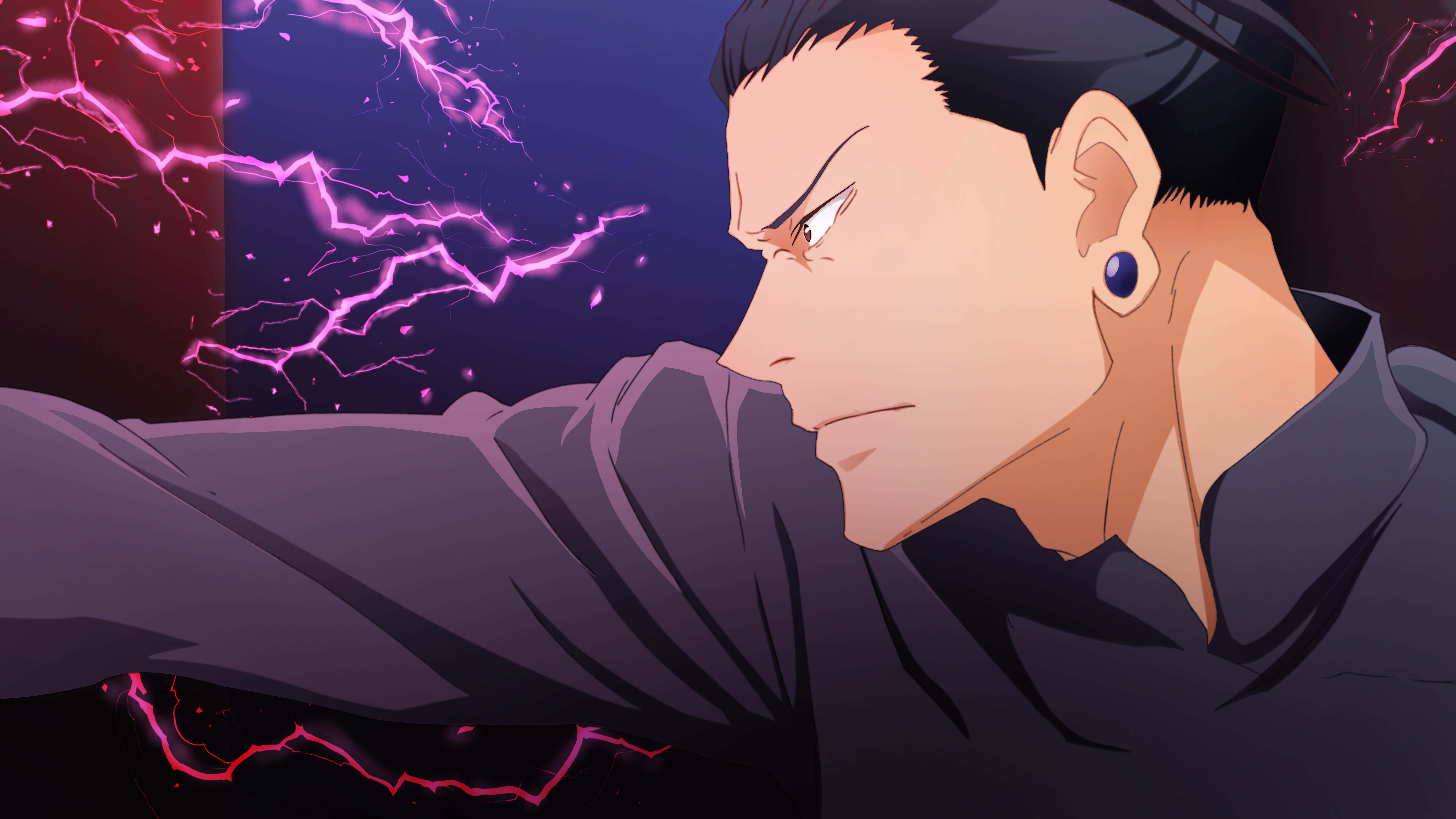 Suguru Geto, purple lightning, dark hair, 8K Desktop Wallpaper