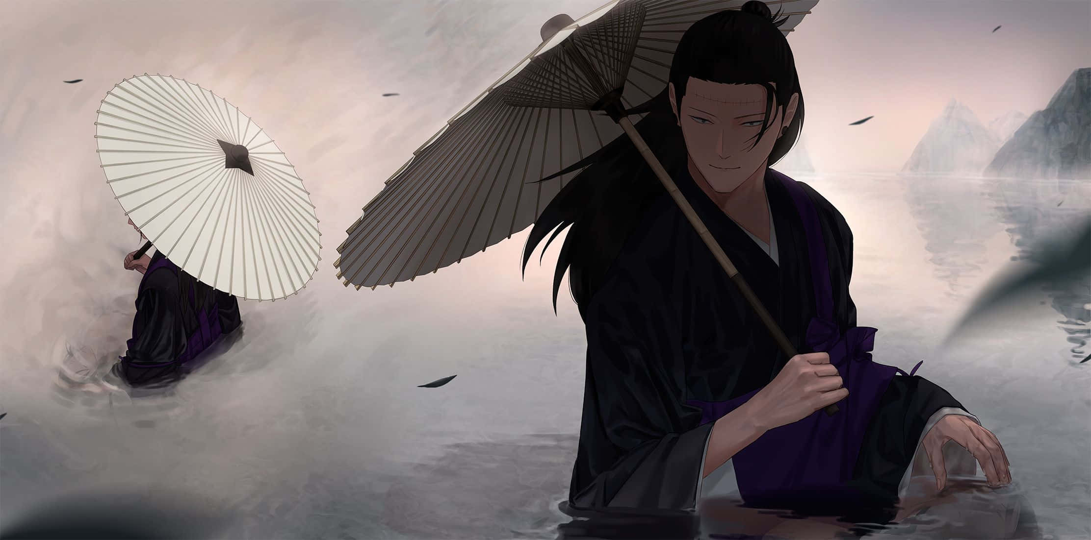 Suguru Geto, mystical lake, silhouette, Full HD Desktop Wallpaper