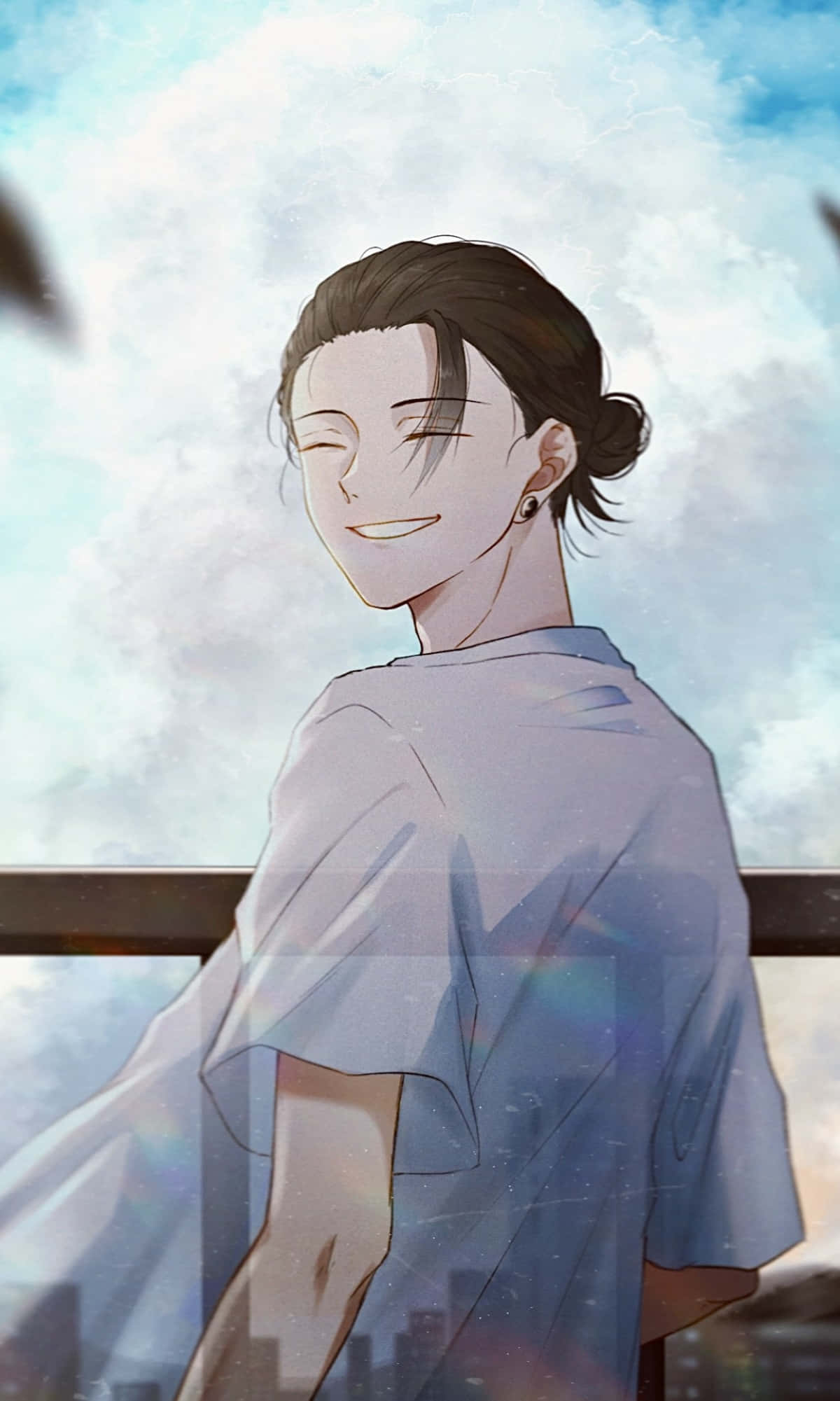 Suguru Geto, anime character, dark hair tied back, Full HD Phone Wallpaper