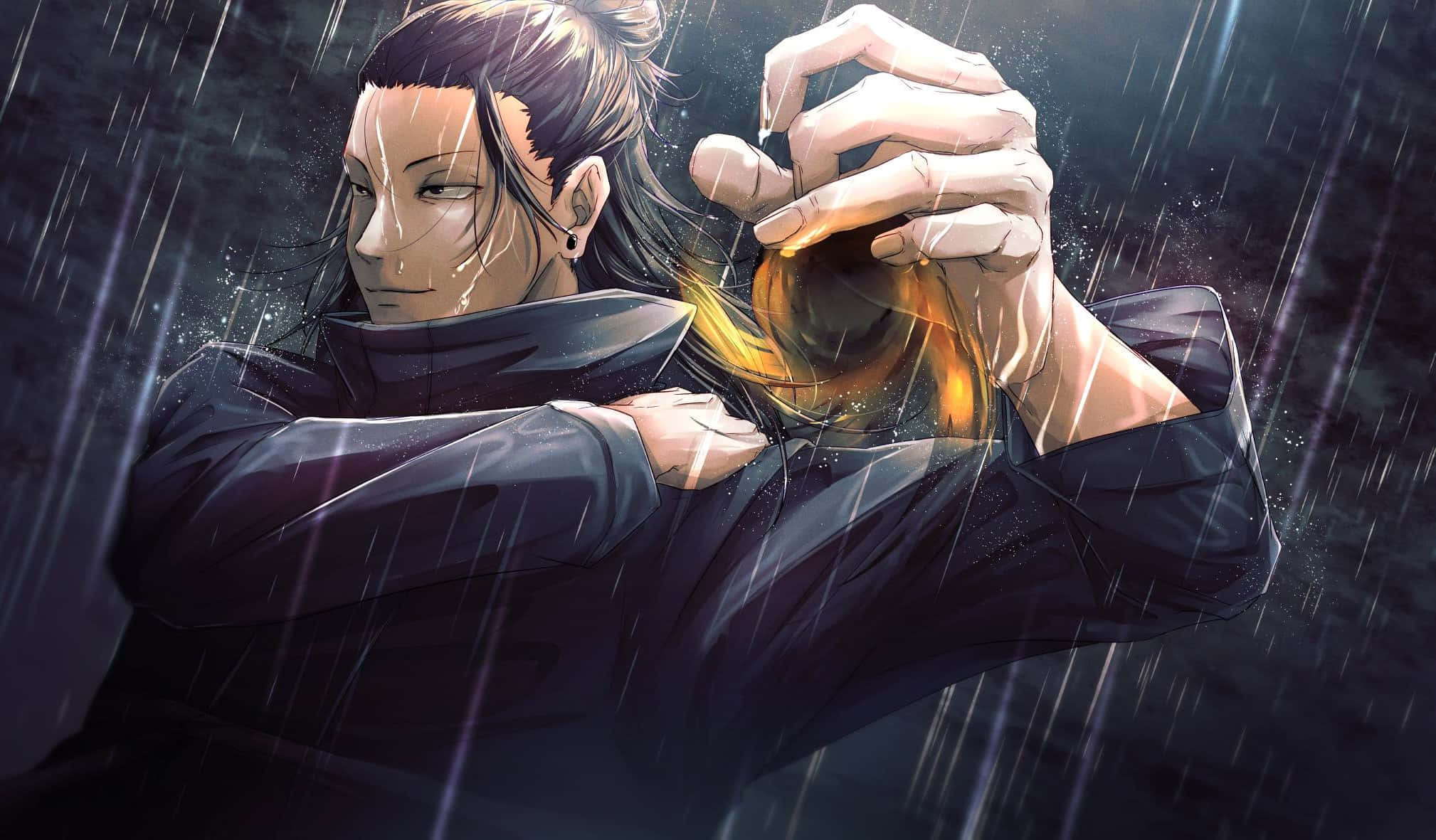 Suguru Geto, rainy night, dark raincoat, Full HD Desktop Wallpaper