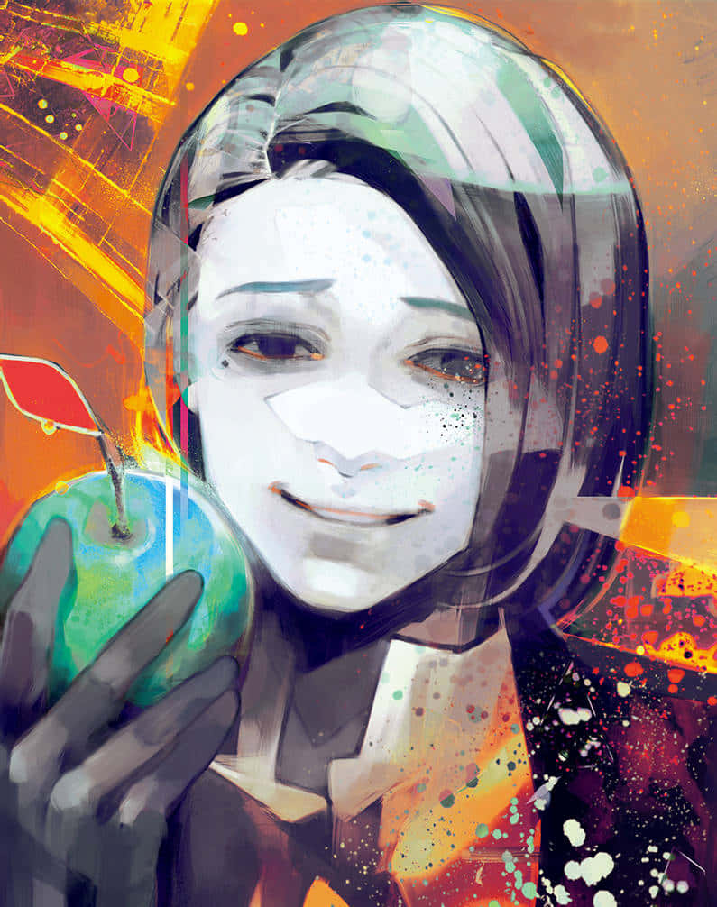 Sui Ishida, glowing green apple, vibrant abstract background, SD Phone Wallpaper