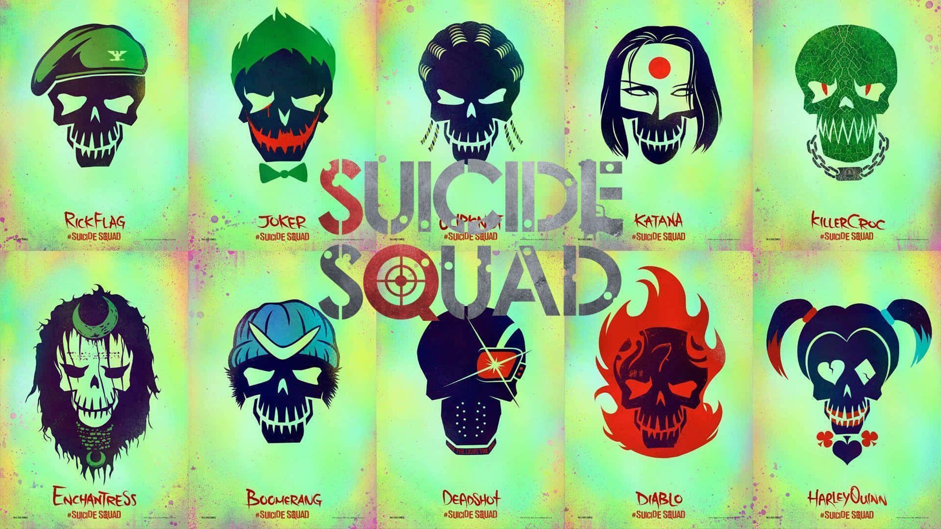 Suicide Squad, glitchy teal, yellow, Full HD Desktop Wallpaper