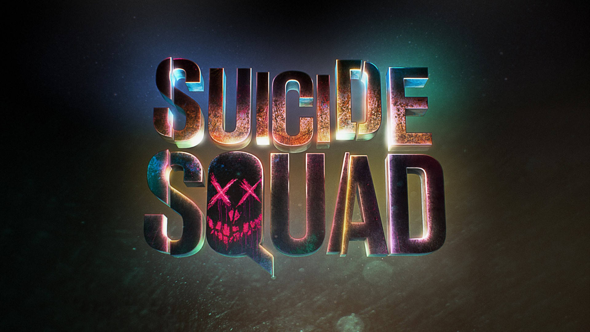 Suicide Squad, skull in Q, glowing metallic, Full HD Desktop Wallpaper