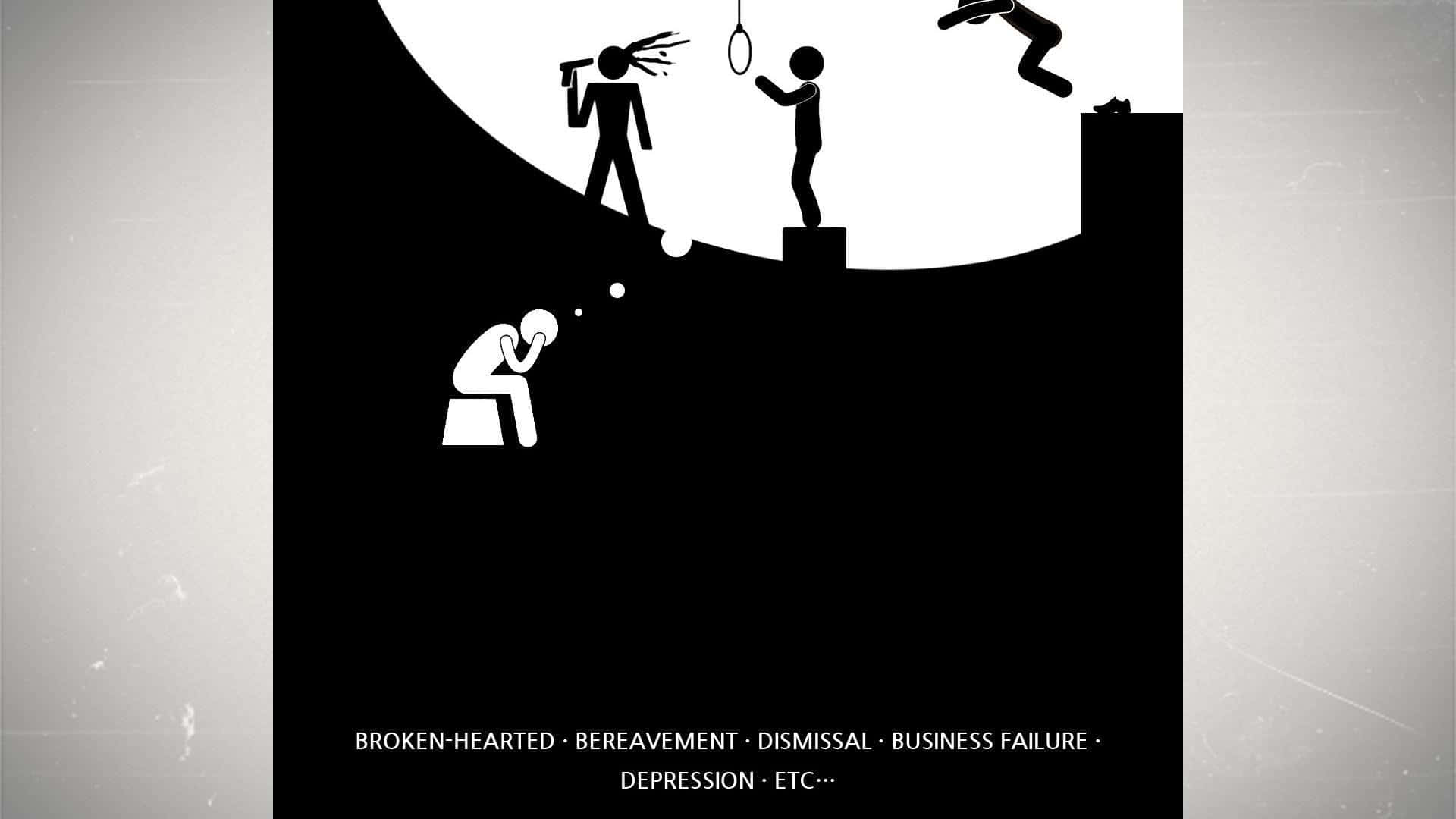 black and white illustration, stick figures, person sitting alone, Full HD Desktop Wallpaper