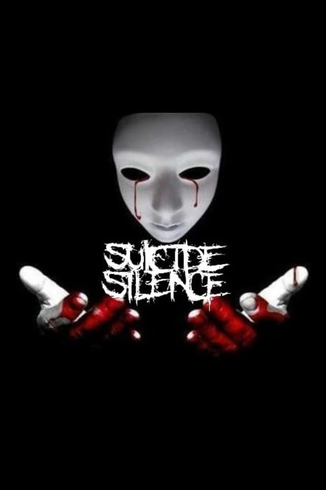 Suicide, white masked figure, blood dripping from eyes, SD Phone Wallpaper