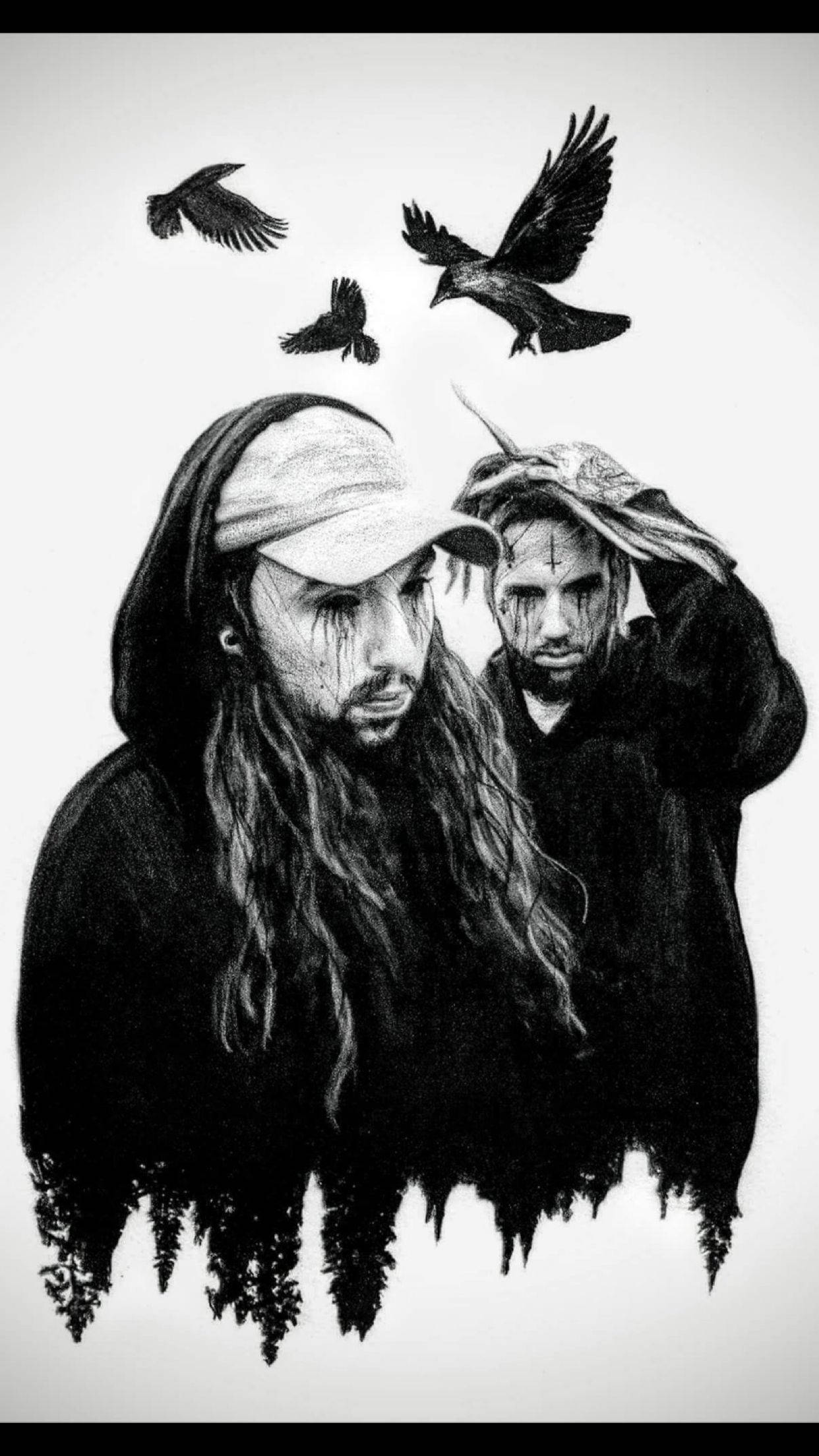 Suicideboys, pencil art, crow motifs, Full HD Phone Wallpaper