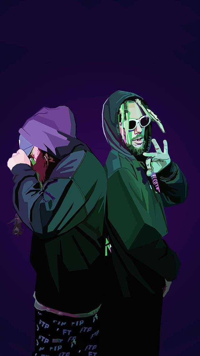 Suicideboys, black hoodie jacket, dark purple background, SD Phone Wallpaper