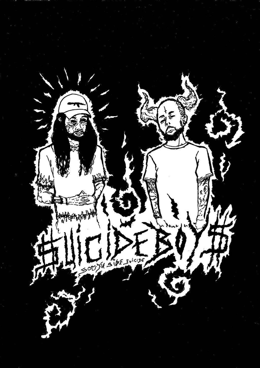 Suicideboys, black background, spiked hair, HD Phone Wallpaper