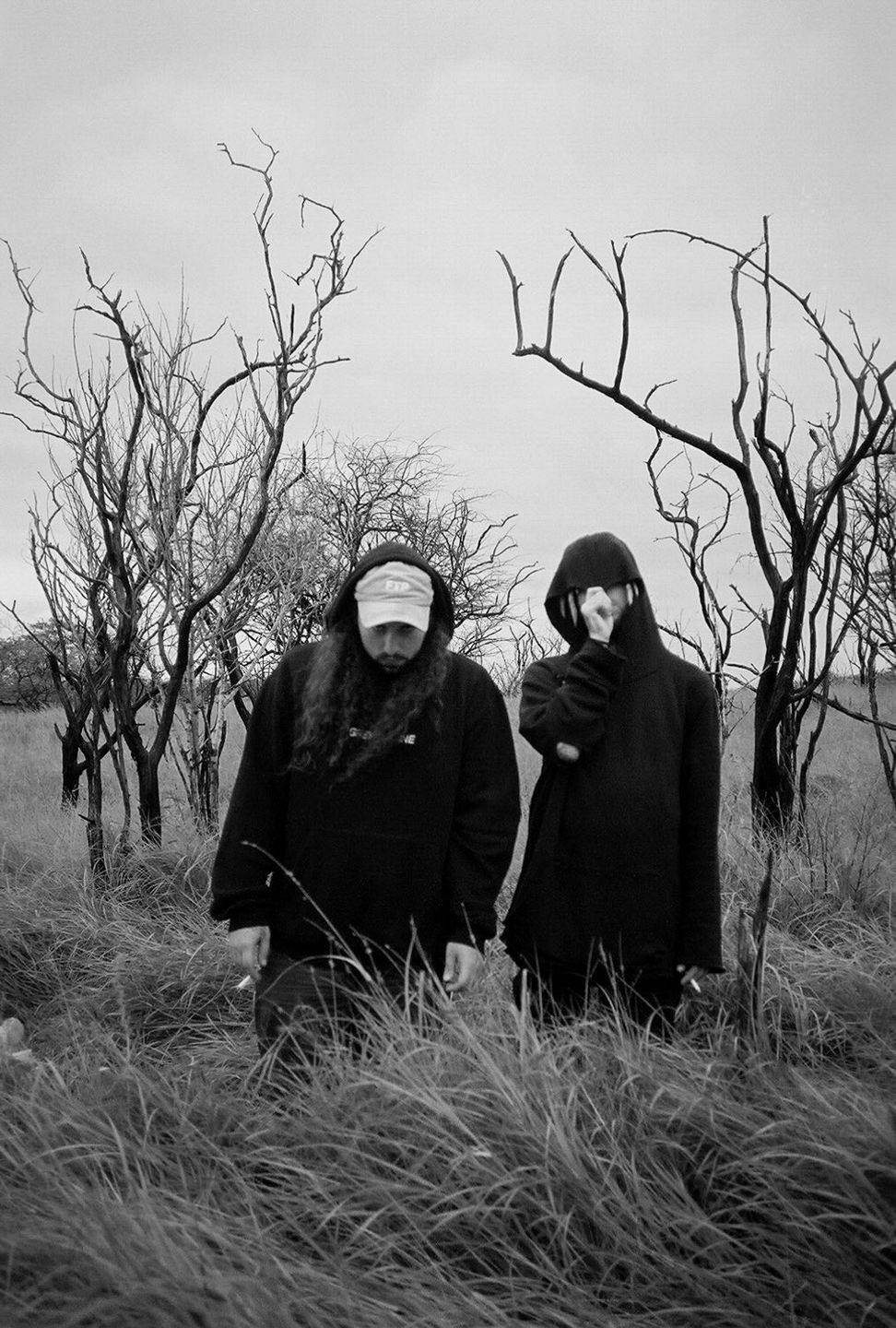 Suicideboys, greyscale photograph, desolate field, HD Phone Wallpaper