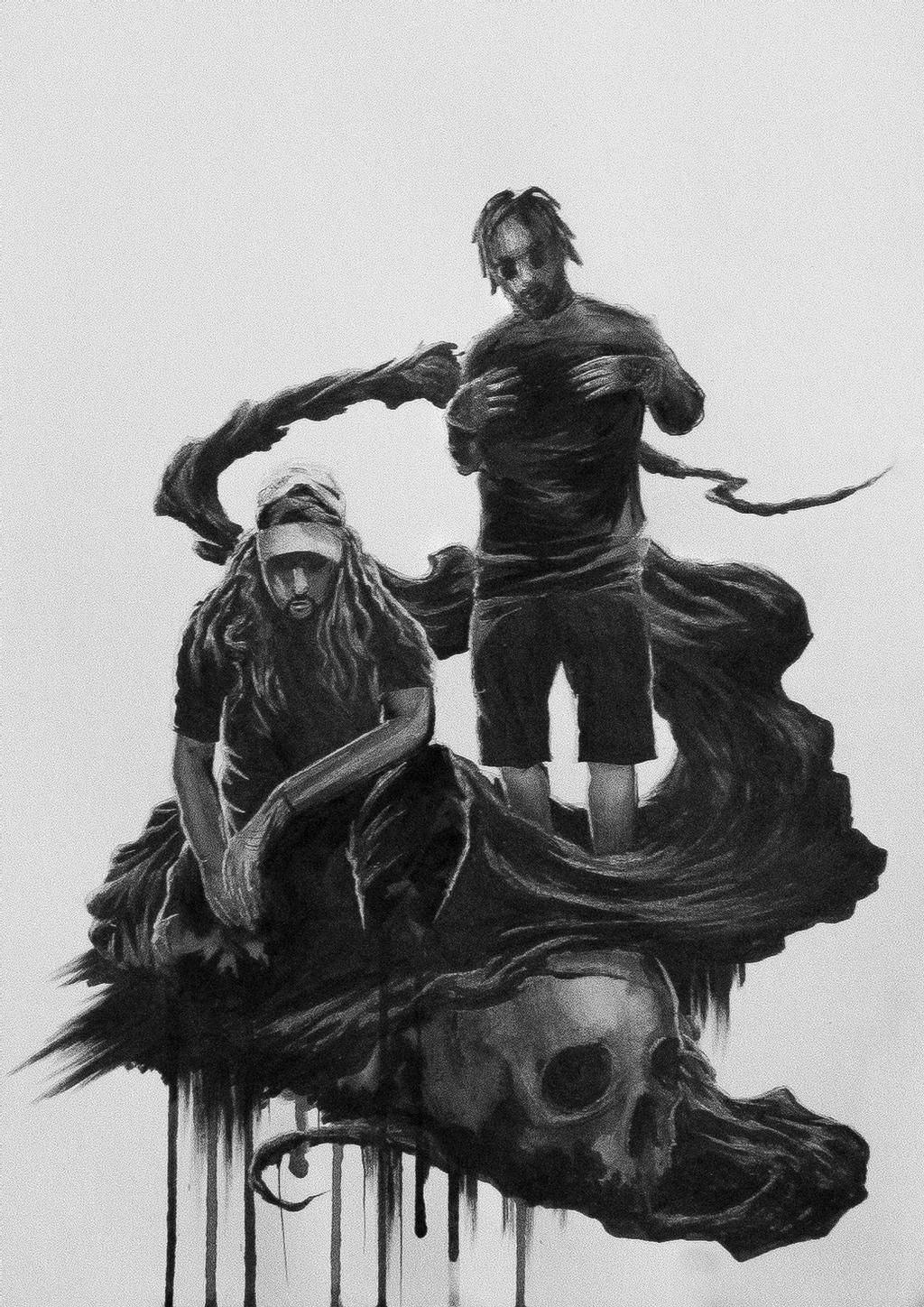 Suicideboys, charcoal pencil sketch, dripping skull, HD Phone Wallpaper