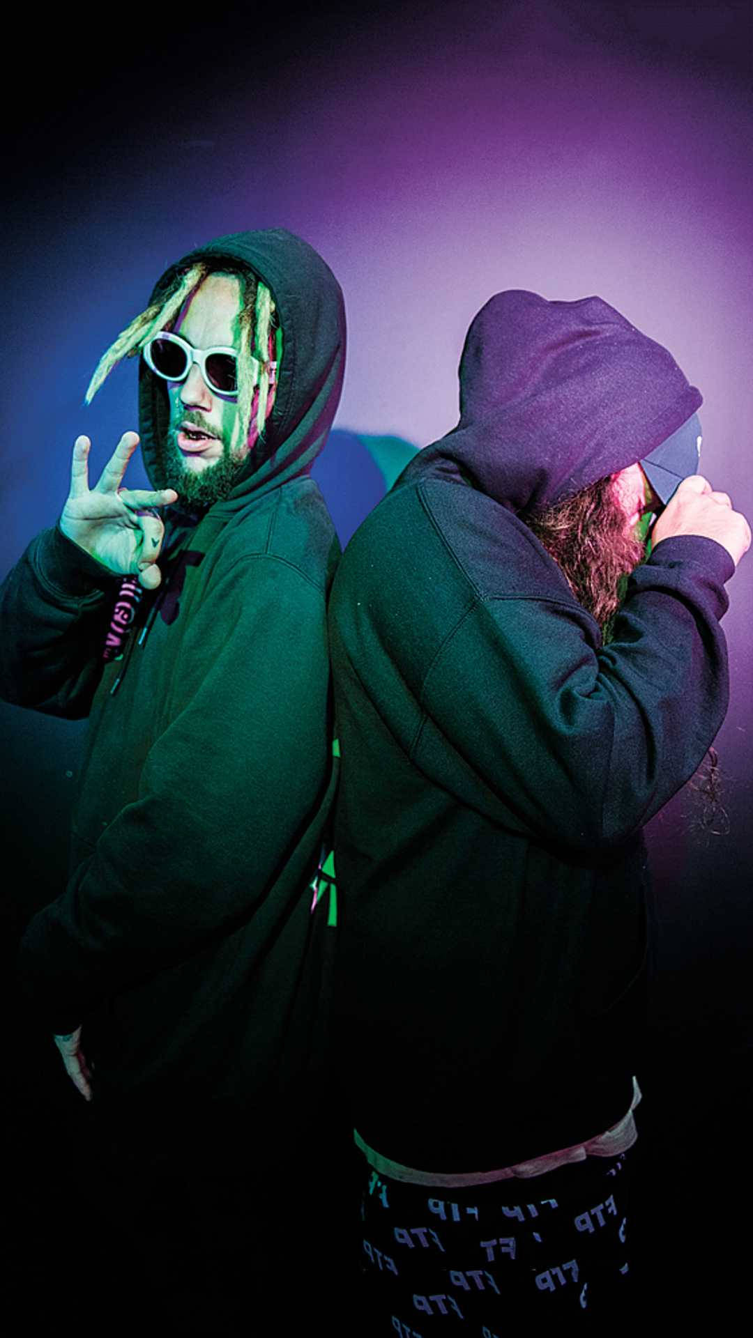 Suicideboys, black jacket, purple and blue stage lights, Full HD Phone Wallpaper