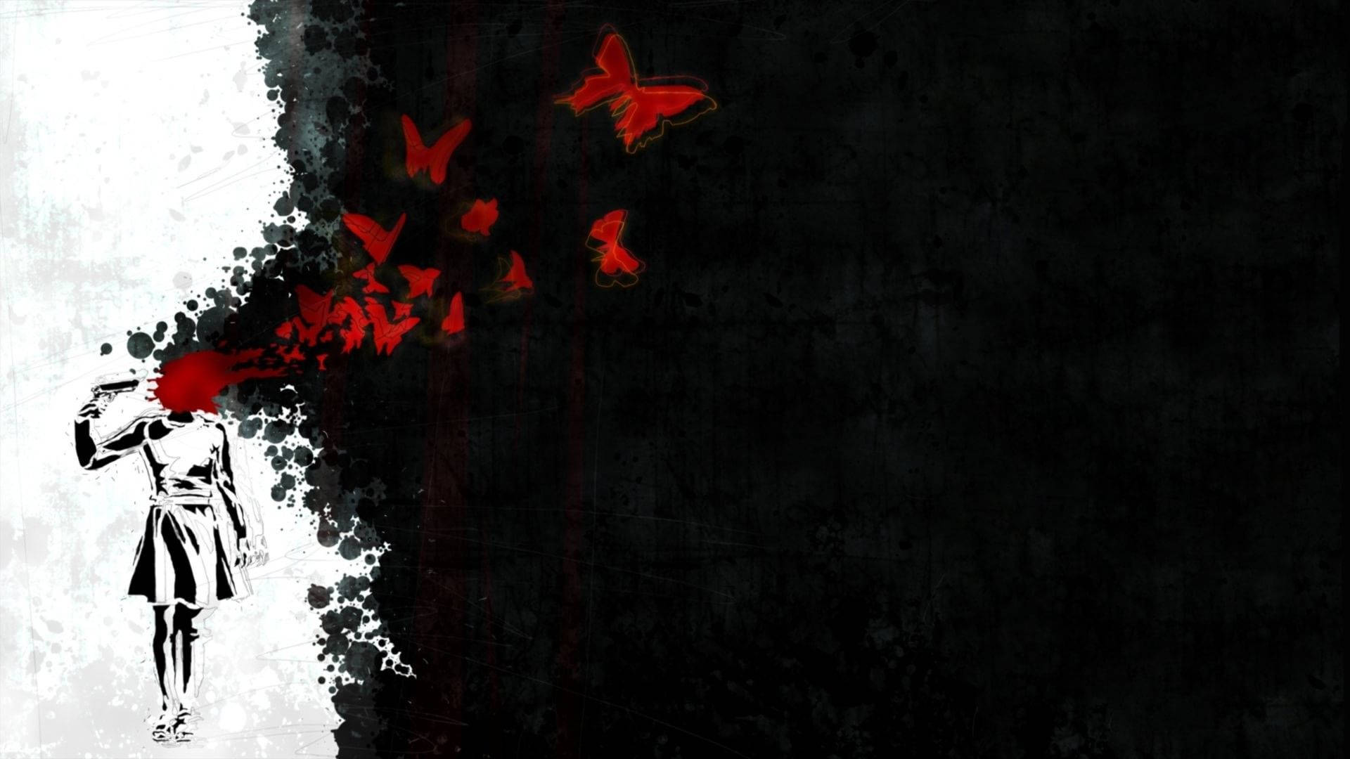 Depression, Suicide, vibrant red butterflies, Full HD Desktop Wallpaper