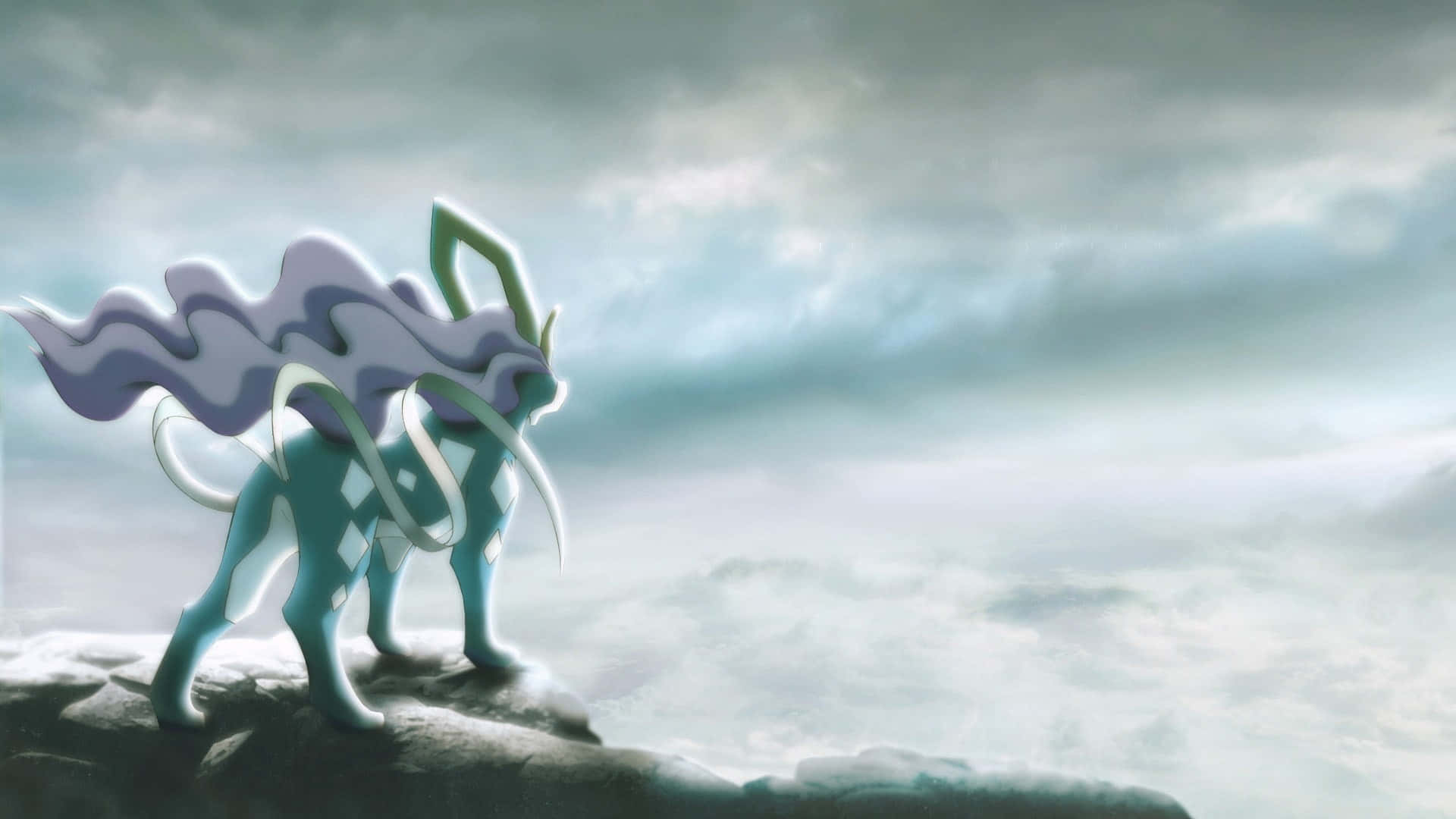 Suicune, mountain, rocky cliff, Full HD Desktop Wallpaper