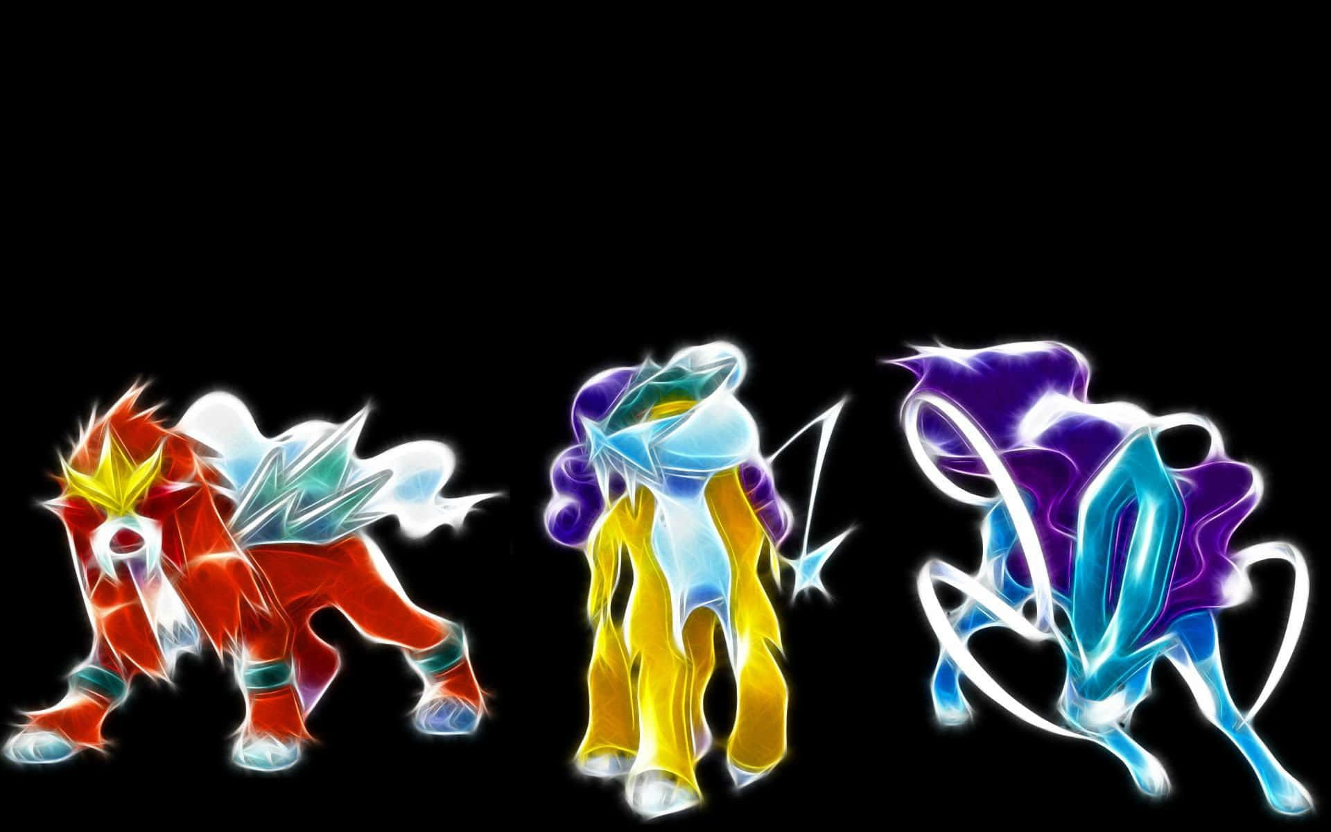 Suicune, fiery red, electric blue, Full HD Desktop Wallpaper