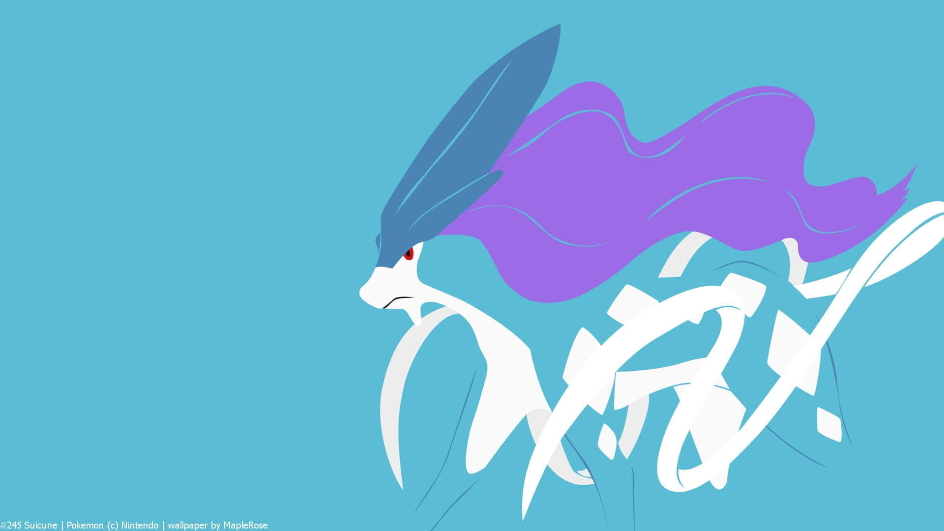 Suicune, purple mane, blue ears, Full HD Desktop Wallpaper