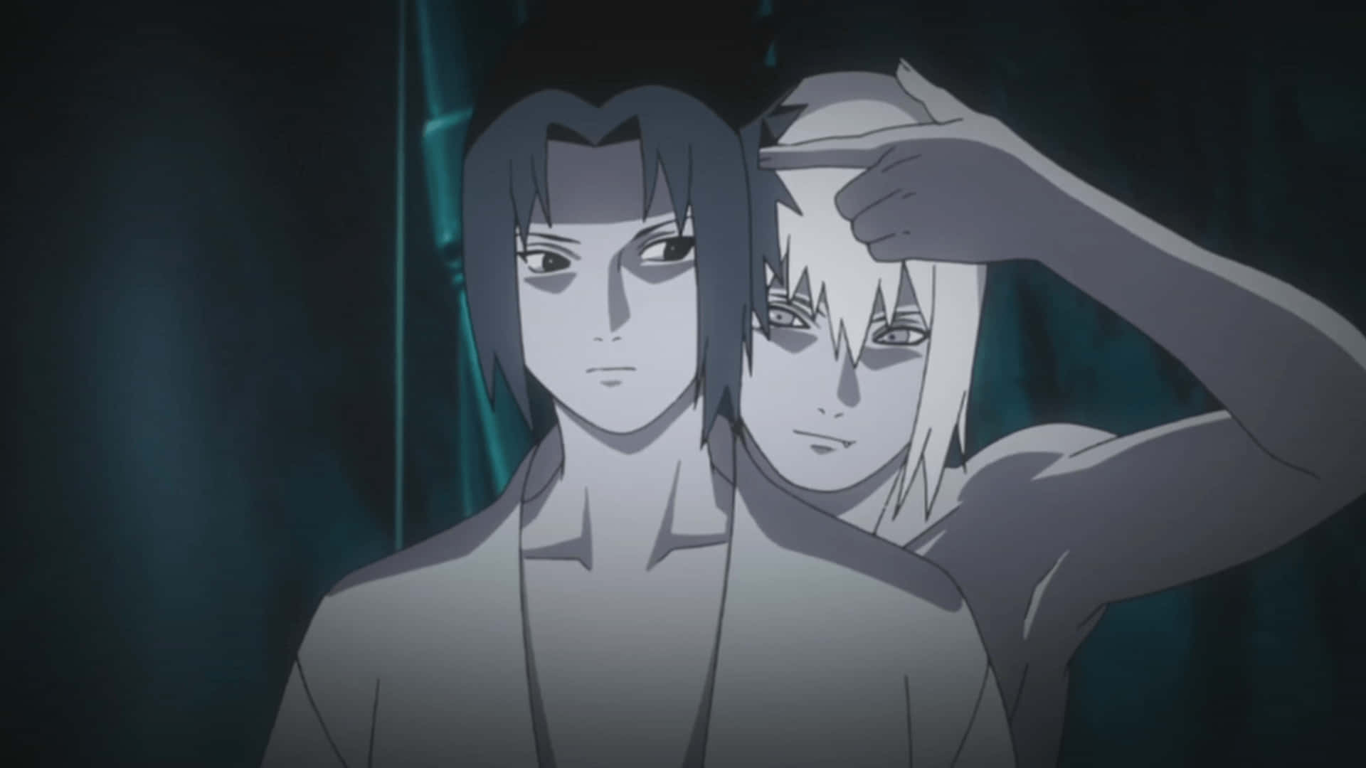Suigetsu Hozuki, teal glowing background, dimly lit scene, Full HD Desktop Wallpaper
