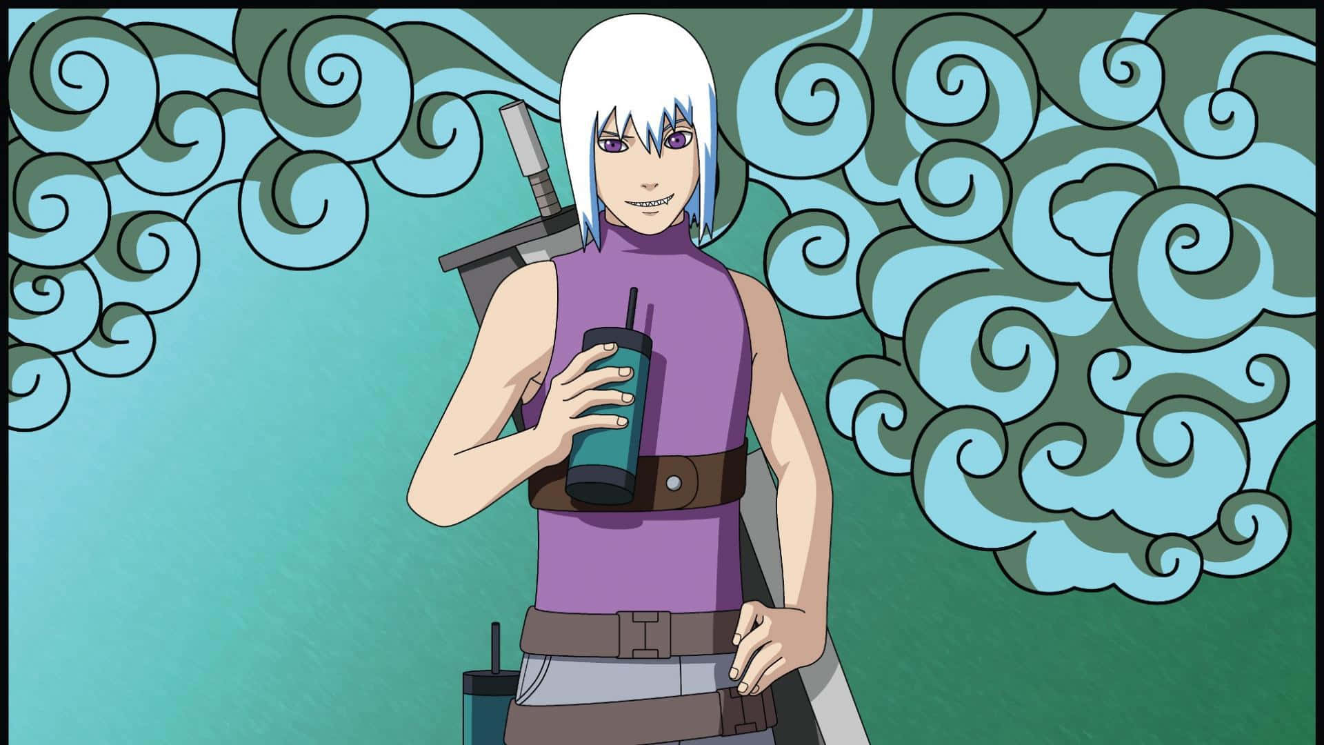 Suigetsu Hozuki, white hair, purple eyes, Full HD Desktop Wallpaper