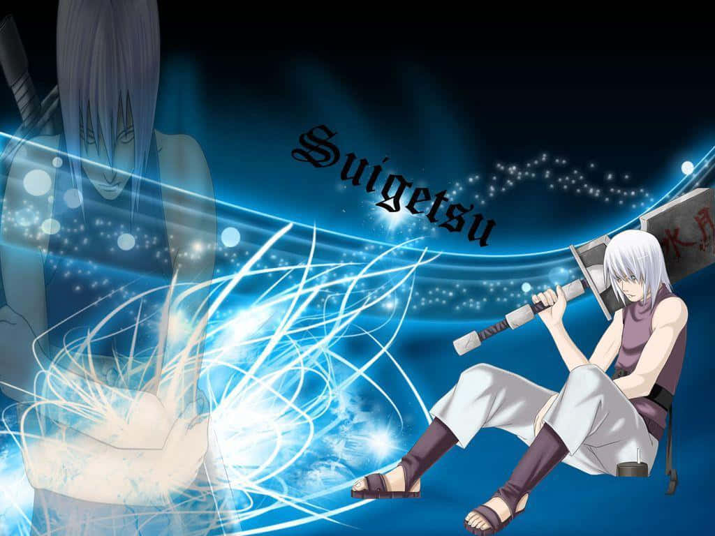 Suigetsu Hozuki, sword, glowing blue energy streams, SD Desktop Wallpaper