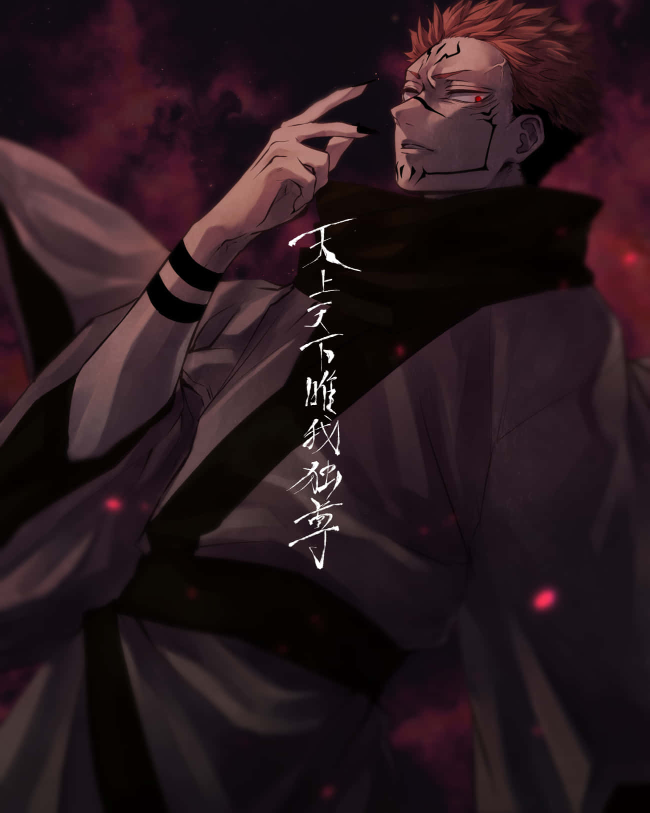 Sukuna Mobile, red hair, glowing eyes, HD Phone Wallpaper