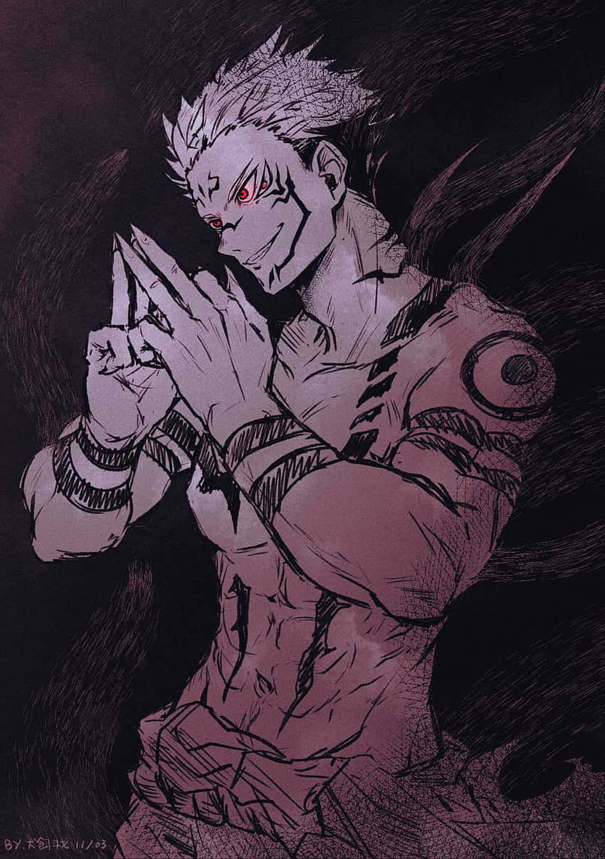 Sukuna Mobile, anime warrior, spiky white hair, SD Phone Wallpaper
