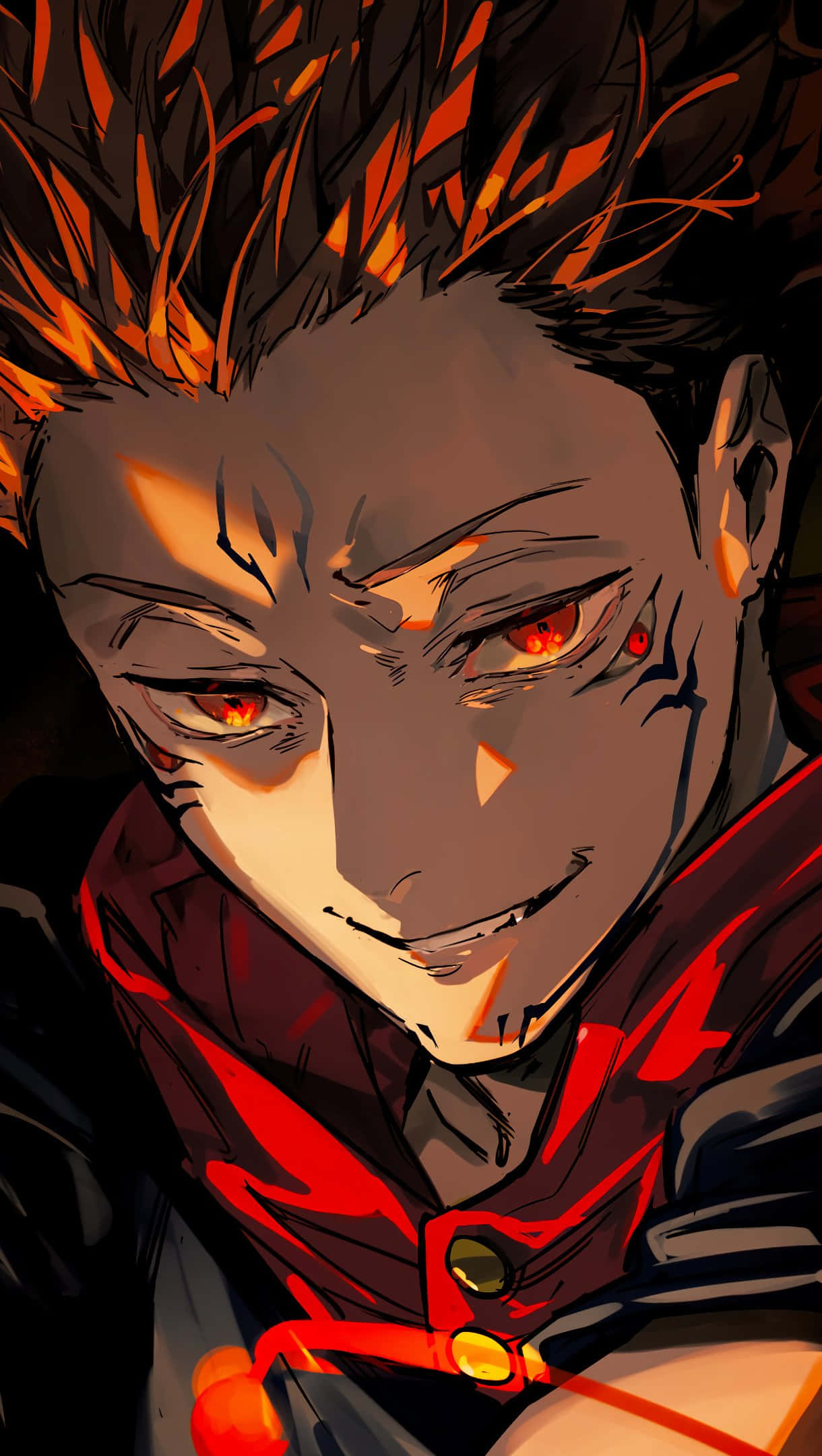 Sukuna Mobile, red hair, red eyes, Full HD Phone Wallpaper